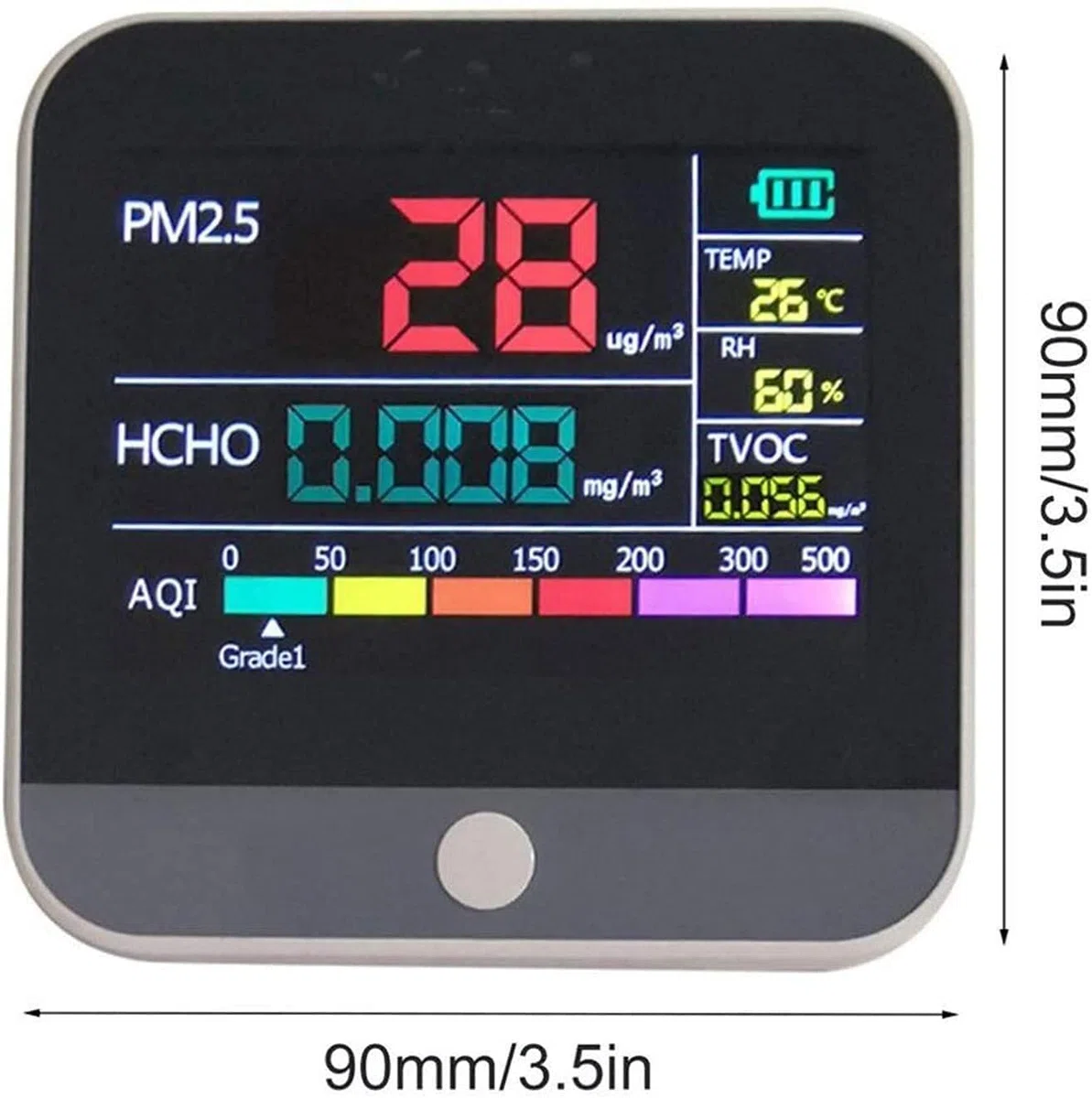 JJJ Precis Analizzatore di Gas, PM2.5 Formaldeide (HCHO) TVoc Tester Detector Inquinamento atmosferico Monitor Temp/Hum Diagnostic Meter Detect Durevole