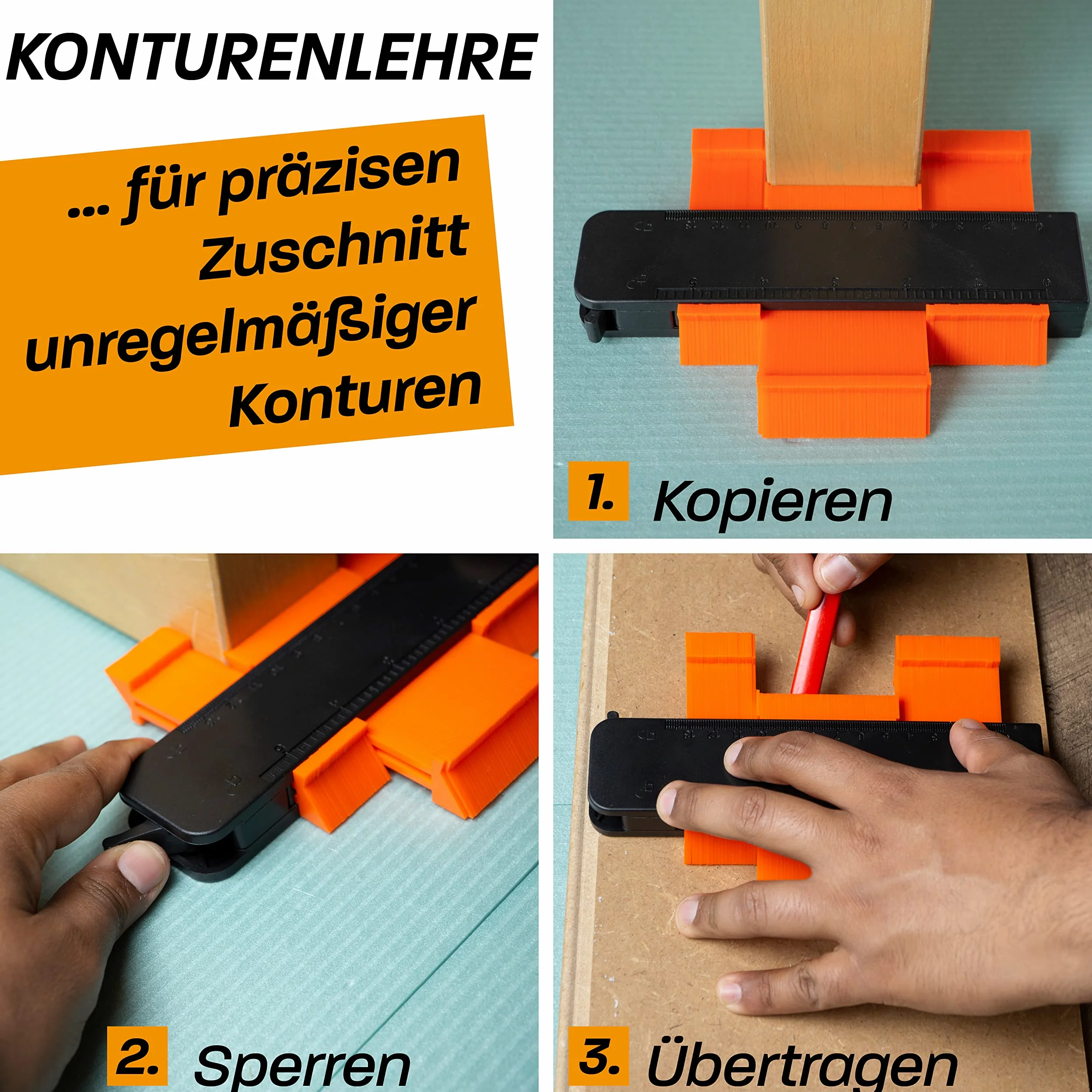 Hinrichs Set per la Posa di Laminati - Set Completo da 46 Pezzi - Attrezzi per la Posa di Pavimenti - Parquet, Pavimenti in Vinile, Pavimenti in Laminato - Accessori per la Posa di Pavimenti