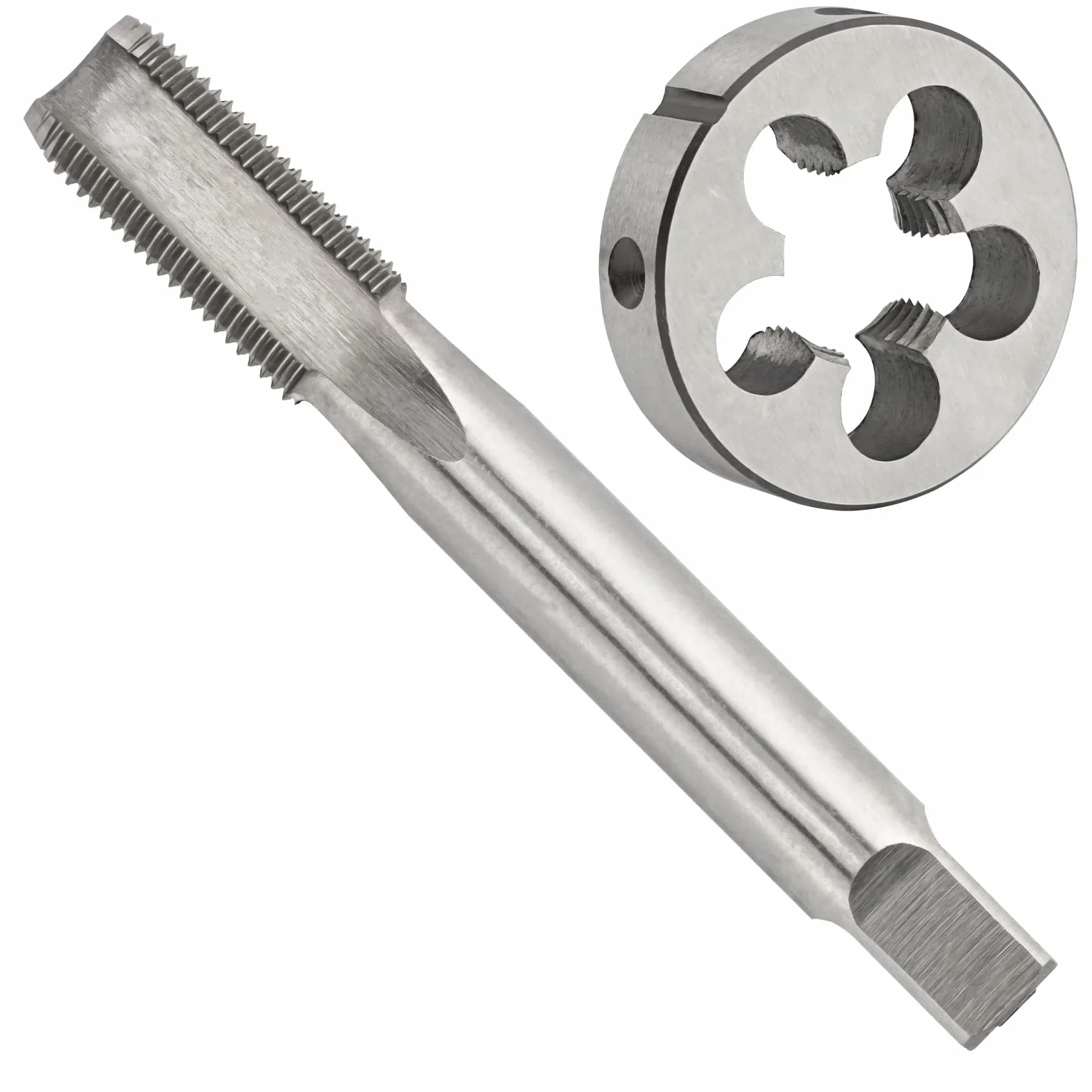 M15 X 1.0 Set di maschi e matrici metrici, M15 x 1,0 mm HSS filettatura della macchina e M15 x 1,0 mm in lega di acciaio per utensili tondo filettatura a mano destra