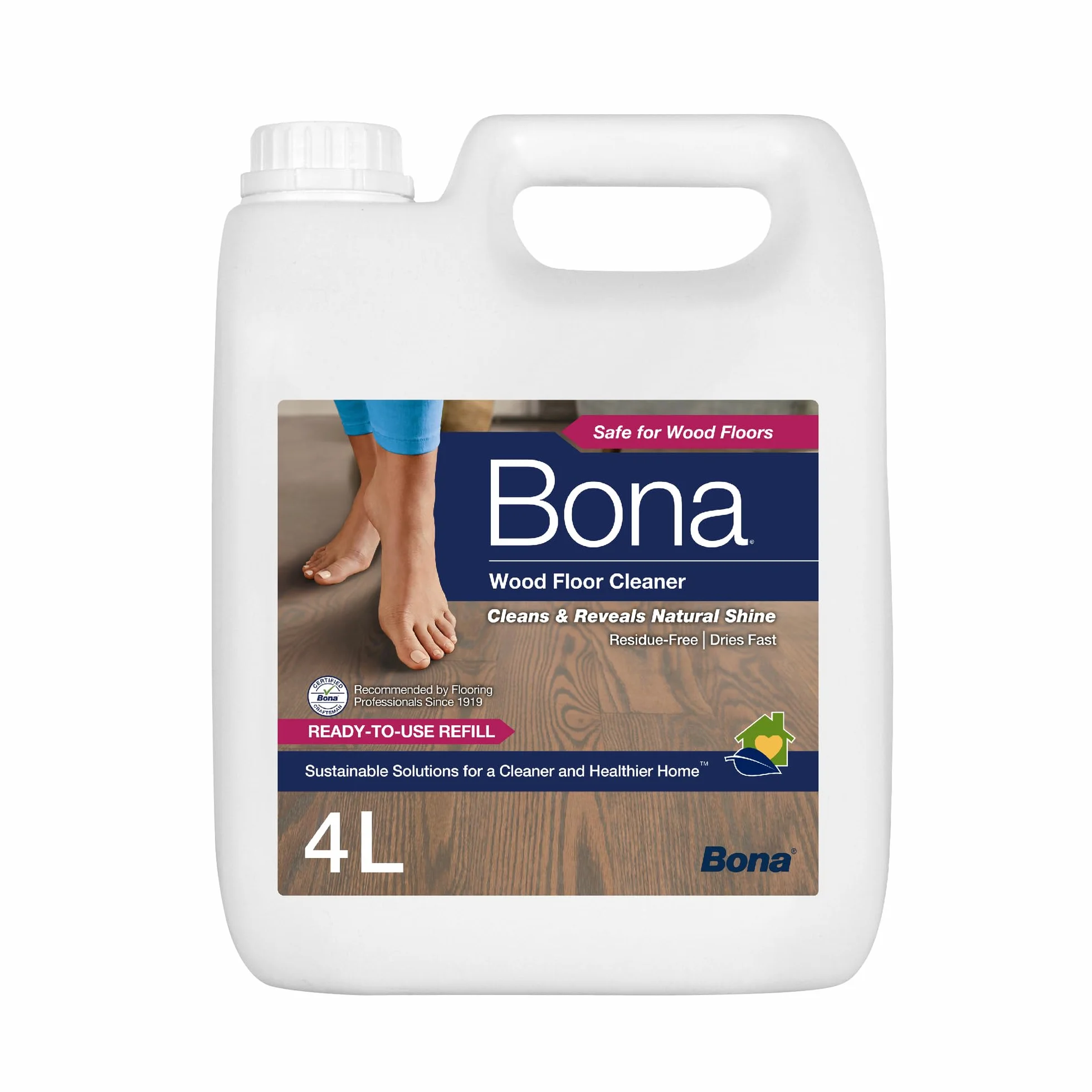 Bona Wood Floor Cleaner, 4 litri di ricarica di detergente per Bona Spray Mop