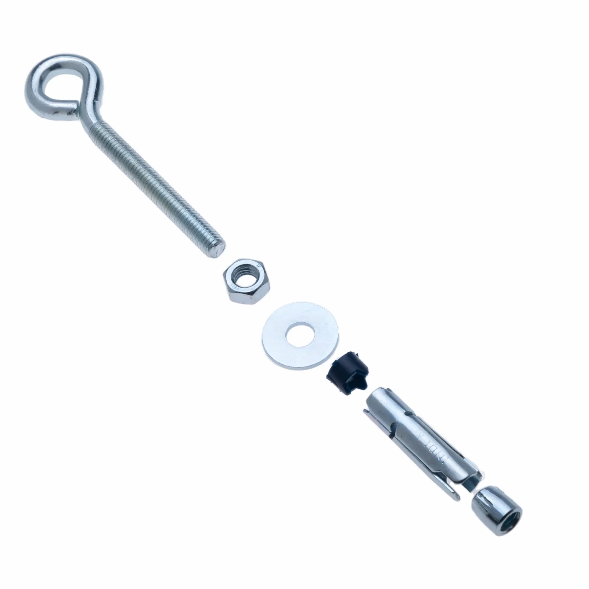 M10 Bullone a occhiello per pareti in calcestruzzo con tassello in acciaio expandabe, 12mm manicotto di metallo e 10x70mm bullone di ancoraggio a gancio con dado esagonale, per materiali solidi (4pz)