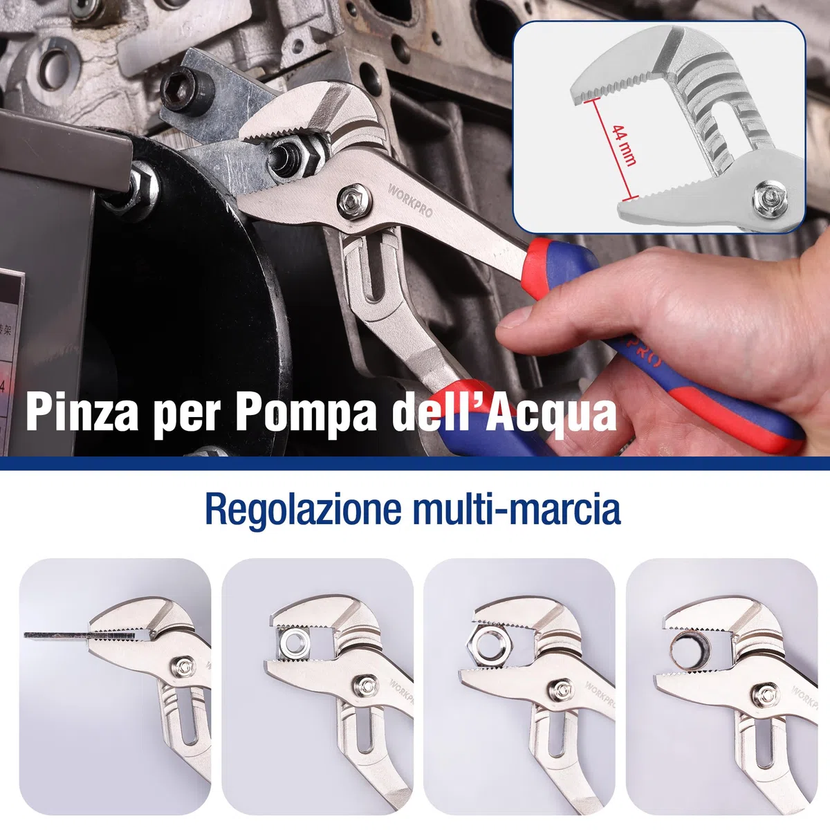 Workpro - Set di pinze e chiavi con impugnatura morbida, 5 pezzi