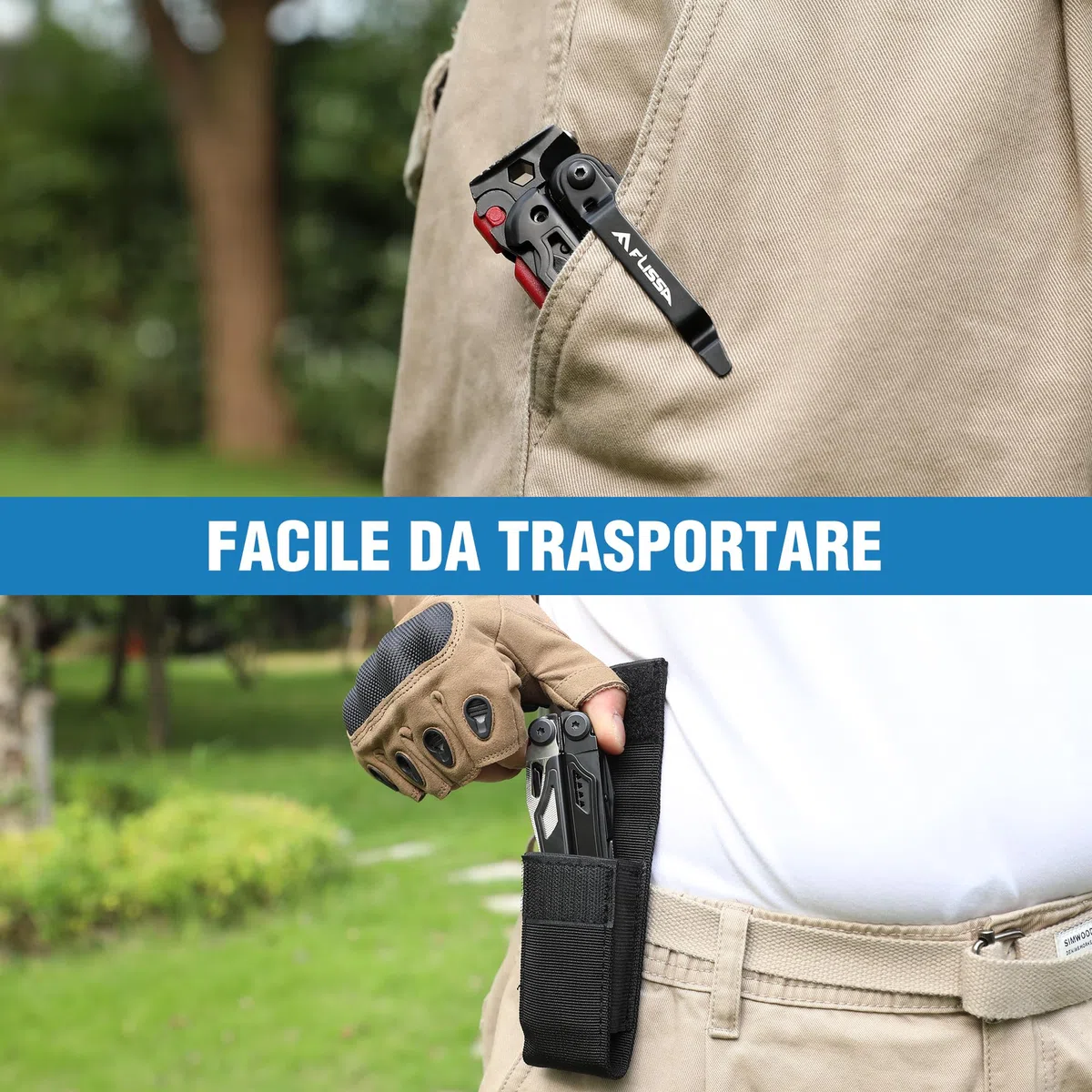 FLISSA Pinza Multiuso 19 In 1, Strumento Multiuso,Ottimo Regalo, Accessori Per Campeggio, Riparazione, Escursionismo,Include Borsa Portatile, Nero