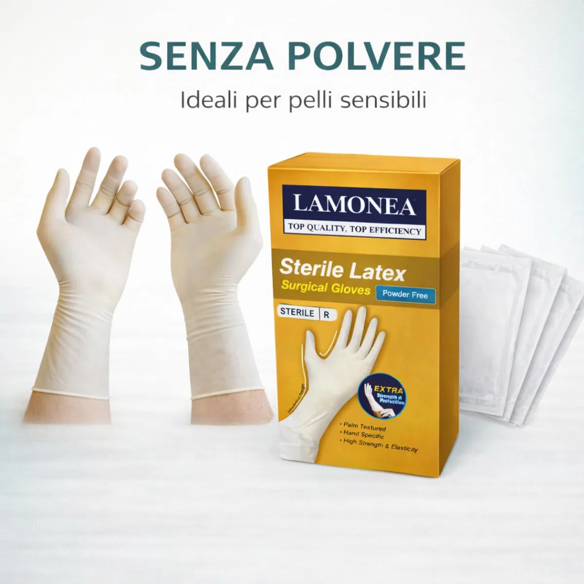 Guanti Sterili Chirurgici, con Polvere e Senza Polvere, Confezionati al paio singolarmente (50 paia, Senza polvere, 7,5) TG-583994805