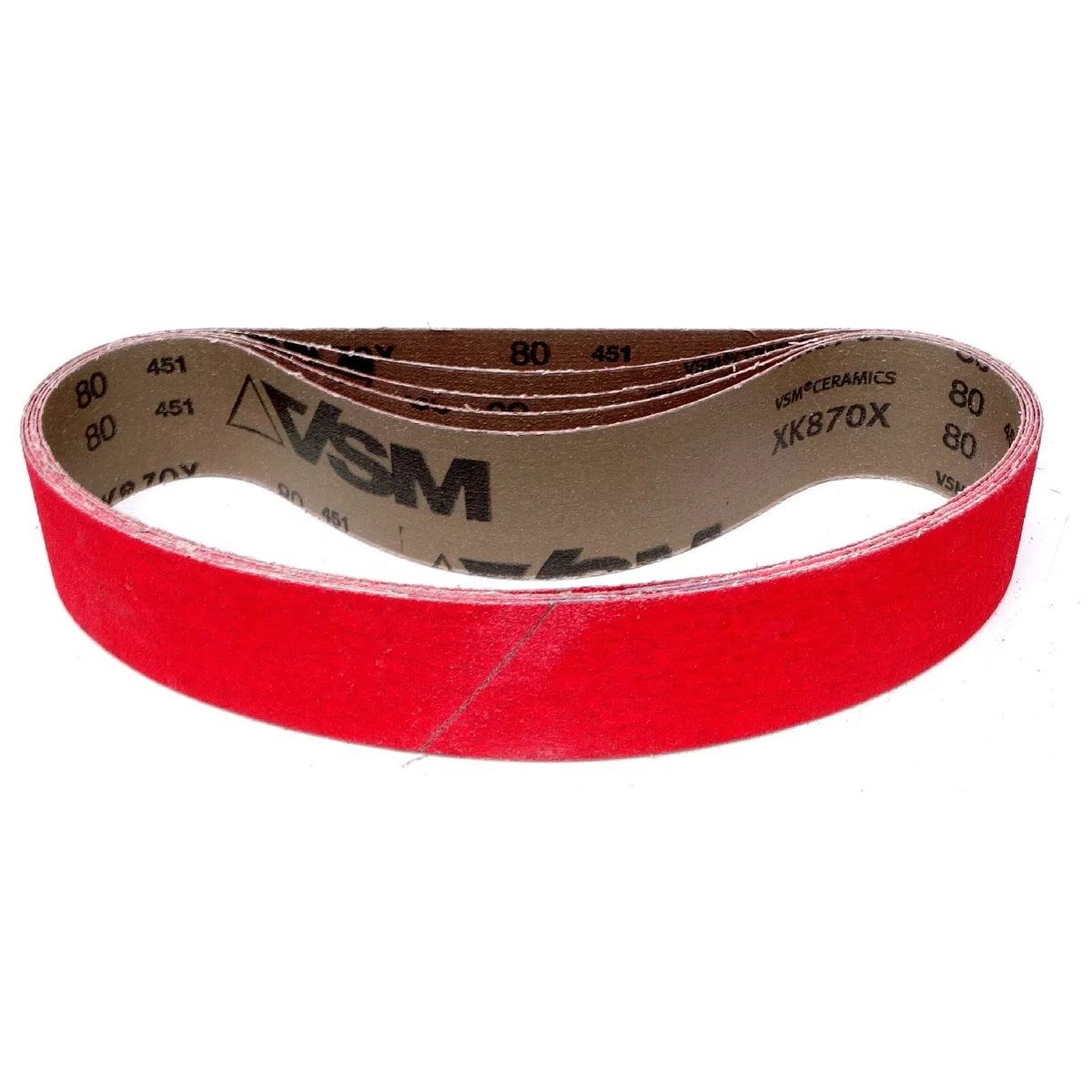 Nastro abrasivo VSM XK870X – 50 x 686 mm – grana P80 – 5 pezzi – grana ceramica aggressiva per acciaio inossidabile – base tessuto robusto e resistente allo strappo – impermeabile – nastri abrasivi