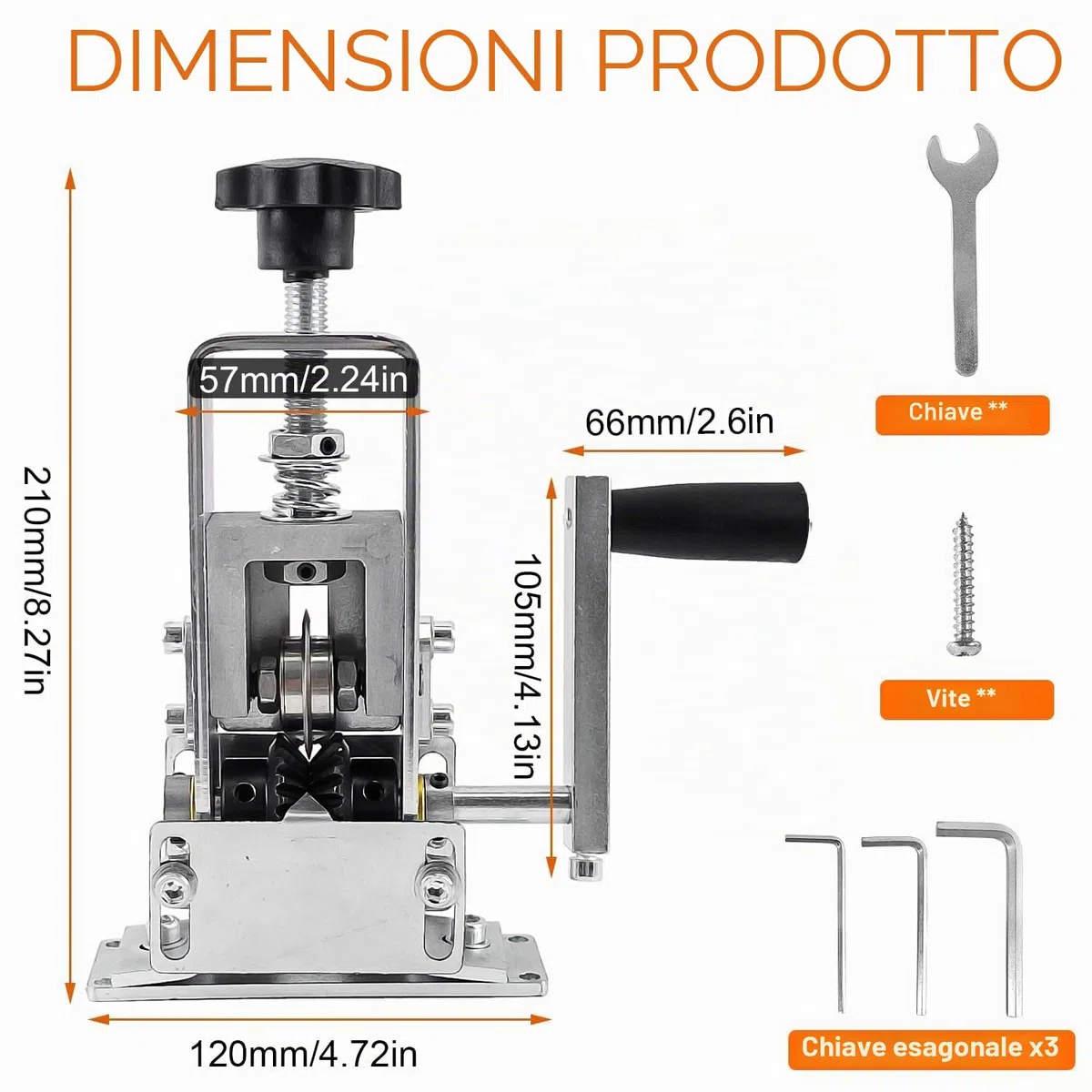 Spellacavi Elettrici per Cavo in Rame da 1 mm-21 mm, Pinza Spelafili Elettricista Alimentata a Manovella o Trapano, Spelacavi per Cablaggio, Riciclaggio e Smantellamento (lega di alluminio)