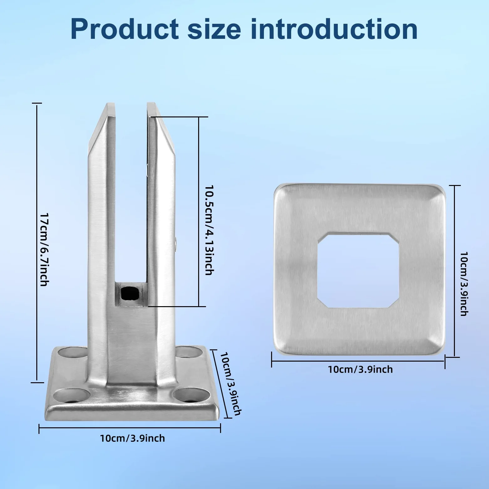 Morsetto di Vetro, Supporto per Vetro In Acciaio Inox, Cciaio Inossidabile 304 Morsetto Vetro Regolabile 8-12mm, Supporto Vetro Con 4 Viti per Scale, Balcone, Piscina, Vetro, Balaustra