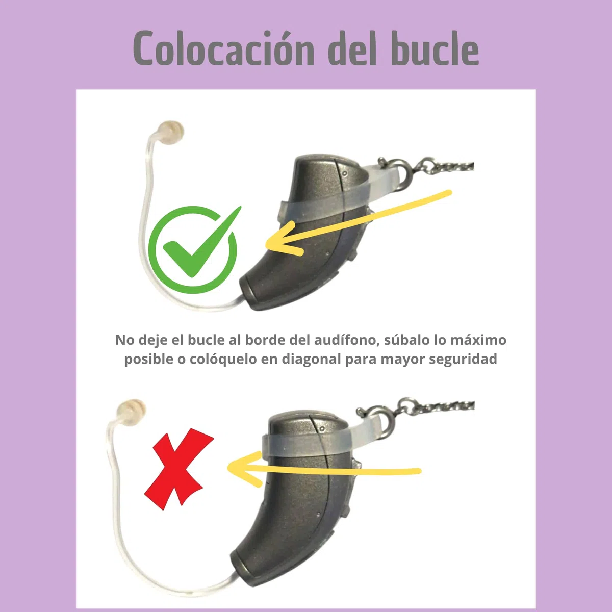 Orecchino per sordità, anti-smarrimento per cuffie per sordi, per evitare cadute e perdite di amplificatori o impianti cocleari | Ipoallergenico (argento)