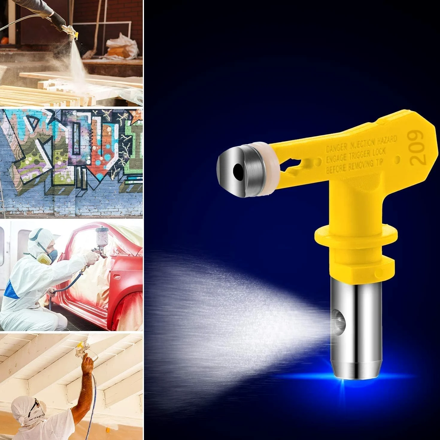 6 pezzi Ugelli Airless,con La Guarnizione Della Punta Dell'acciaio InossidabileUgello Pistola a Spruzzo per Airless Spruzzatore Vernice (515,517,519,521,523,525)