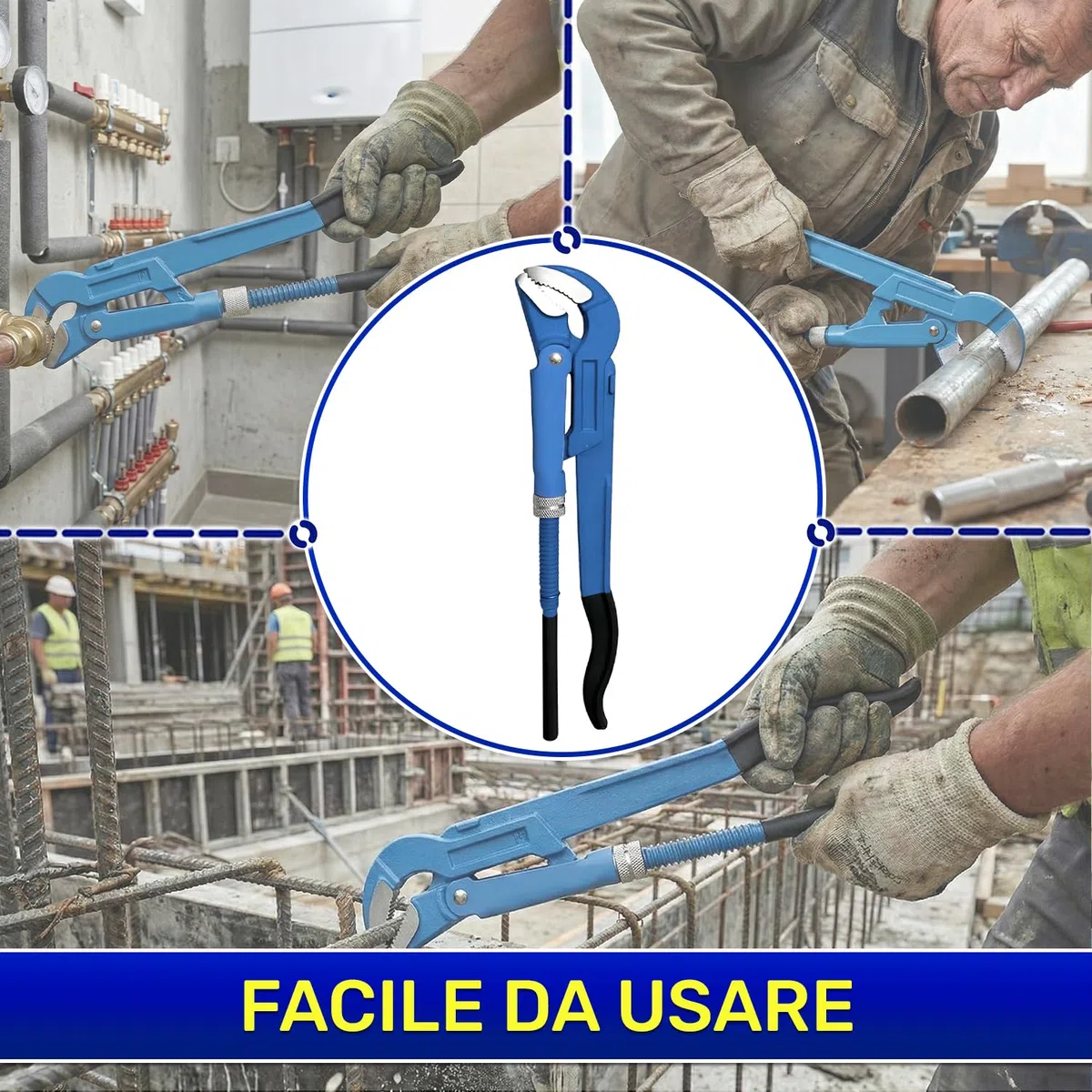 MONTERAL Pappagallo Idraulico da 1" Tipo S 320 mm - Chiave a Pappagallo è Realizzata in Acciaio Legato al Cromo-Vanadio CrV - Conforme alla Norma DIN 5234