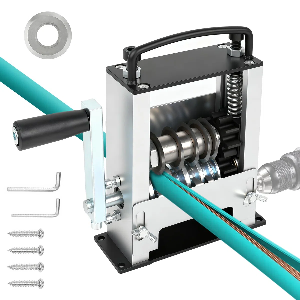 Macchina Spelafili, Macchina per Funzionamento a Manovella o Trapano, Pinza Spelafili 1–21 mm, 6 Fori di Alimentazione, Utensile Spelafili Elettrico per il Riciclaggio Del Filo di Rame