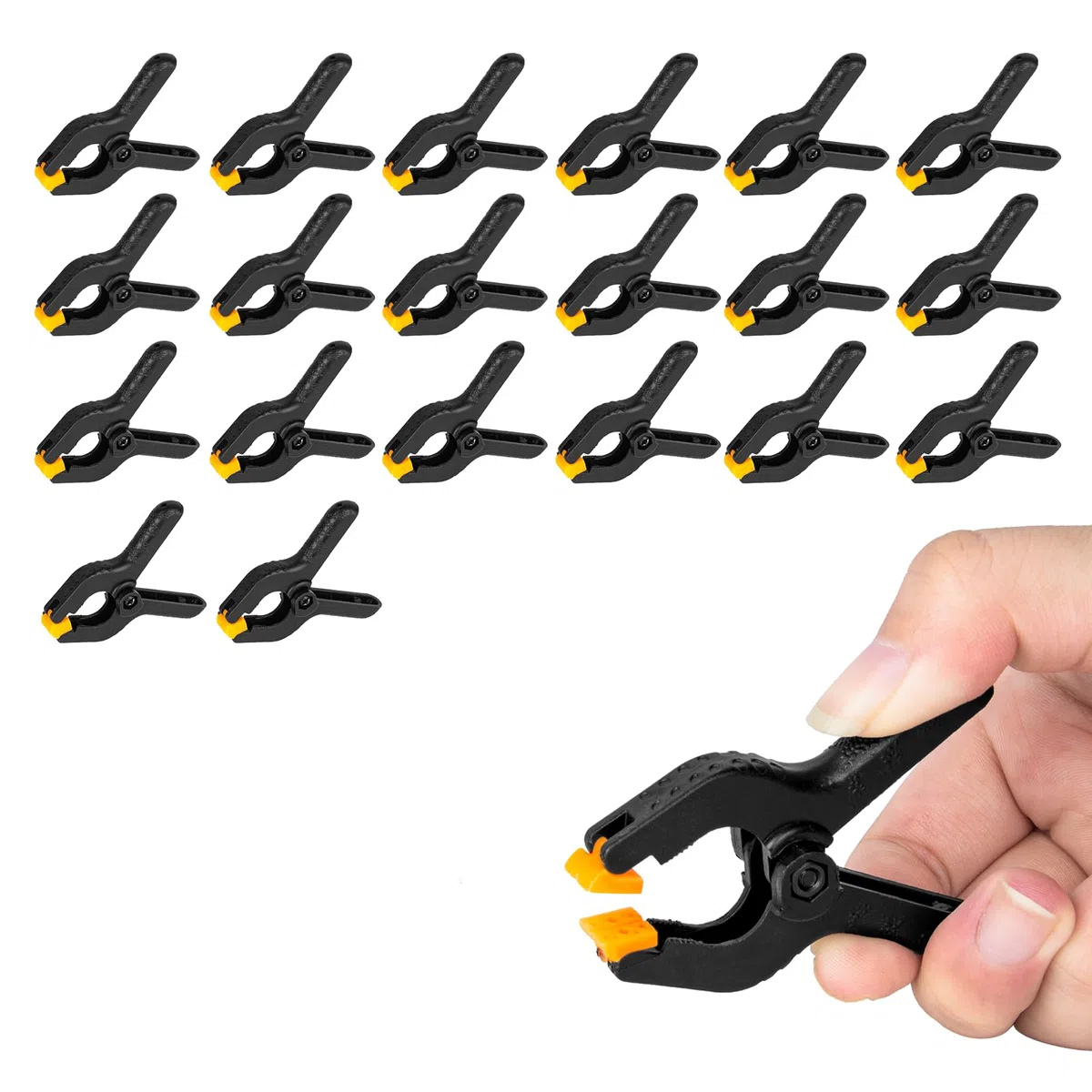 EMART Confezione da 20 morsetti a molla resistenti in mussola, clip professionali in plastica da 5 cm, per studio fotografico, cabina fotografica, supporto per sfondi, carta, lavorazione del legno