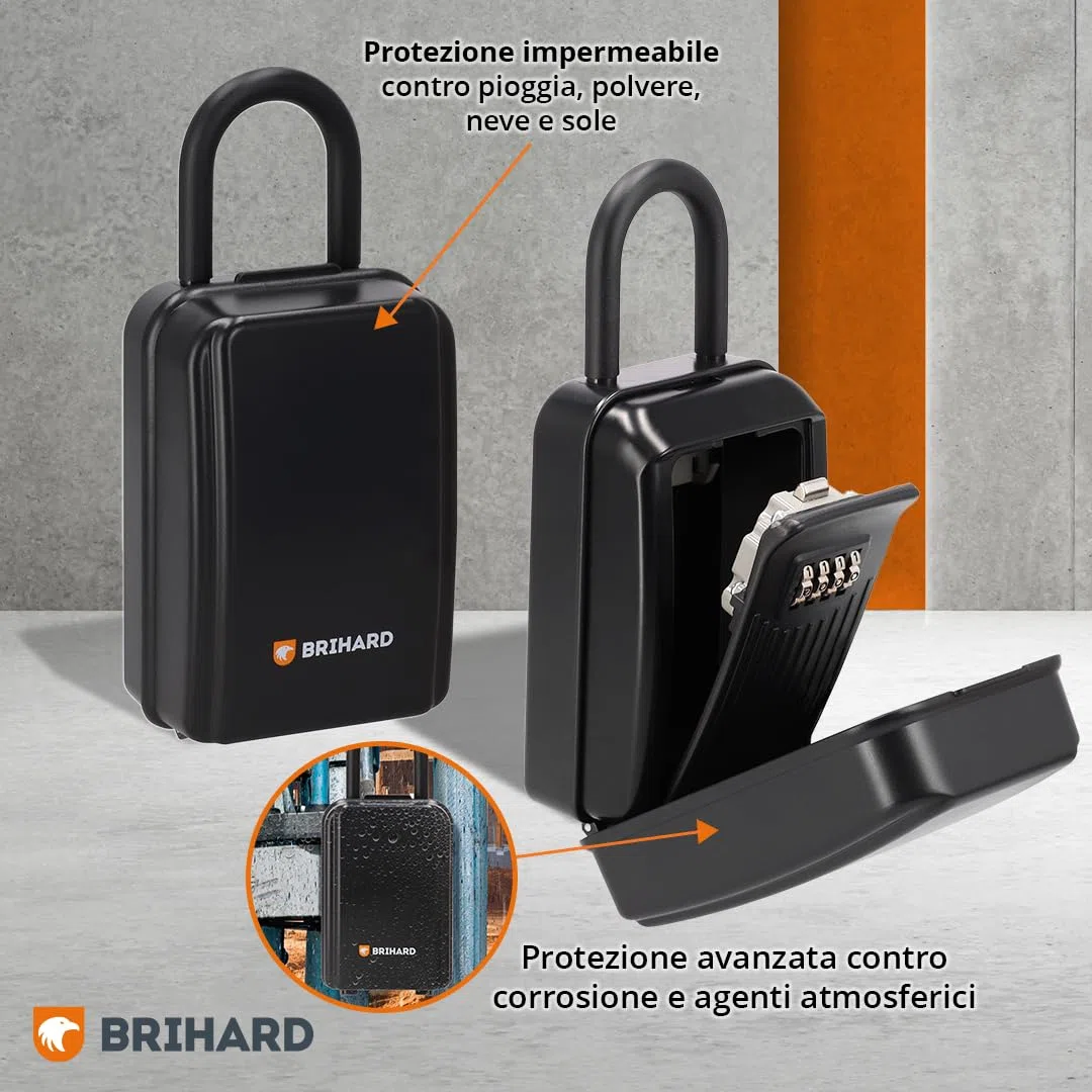 Key Box All Season Shackle XL con Arco Removibile e Custodia Impermeabile, Cassetta Chiavi con Codice a 4 Cifre, Resistente alle Intemperie, Ideale per Chiavi e Tessere di Accesso