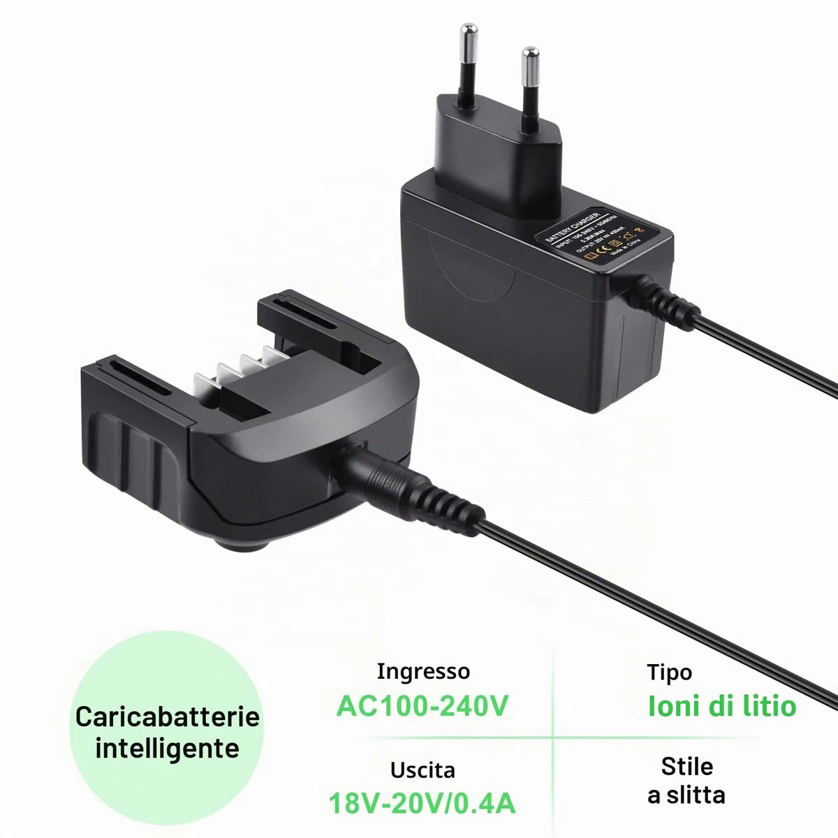 Caricabatterie al litio 18V/20V, compatibile con batteria al litio Black&Decker 18V/20V BL2018 LBXR20 LBXR20-OPE LB20 LBX20