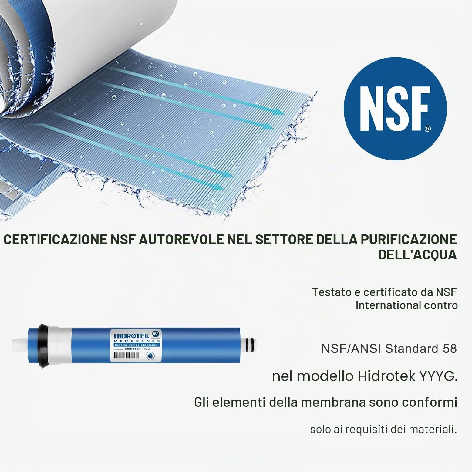 Geekpure Universale Compatibile 75 GPD osmosi inversa Membrana Replacement-NSF Certificated elimina Il 98% dei contaminanti in Acqua (1)