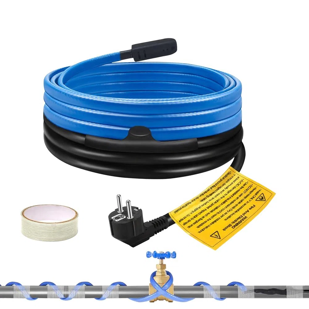 Cavo Riscaldante Antigelo, 4M 230V Cavo Scaldante con Termostato, 25W/M Filo Riscaldante per Protezione di Tubi Dell'acqua, Tubi di Casa In Metallo/Plastica