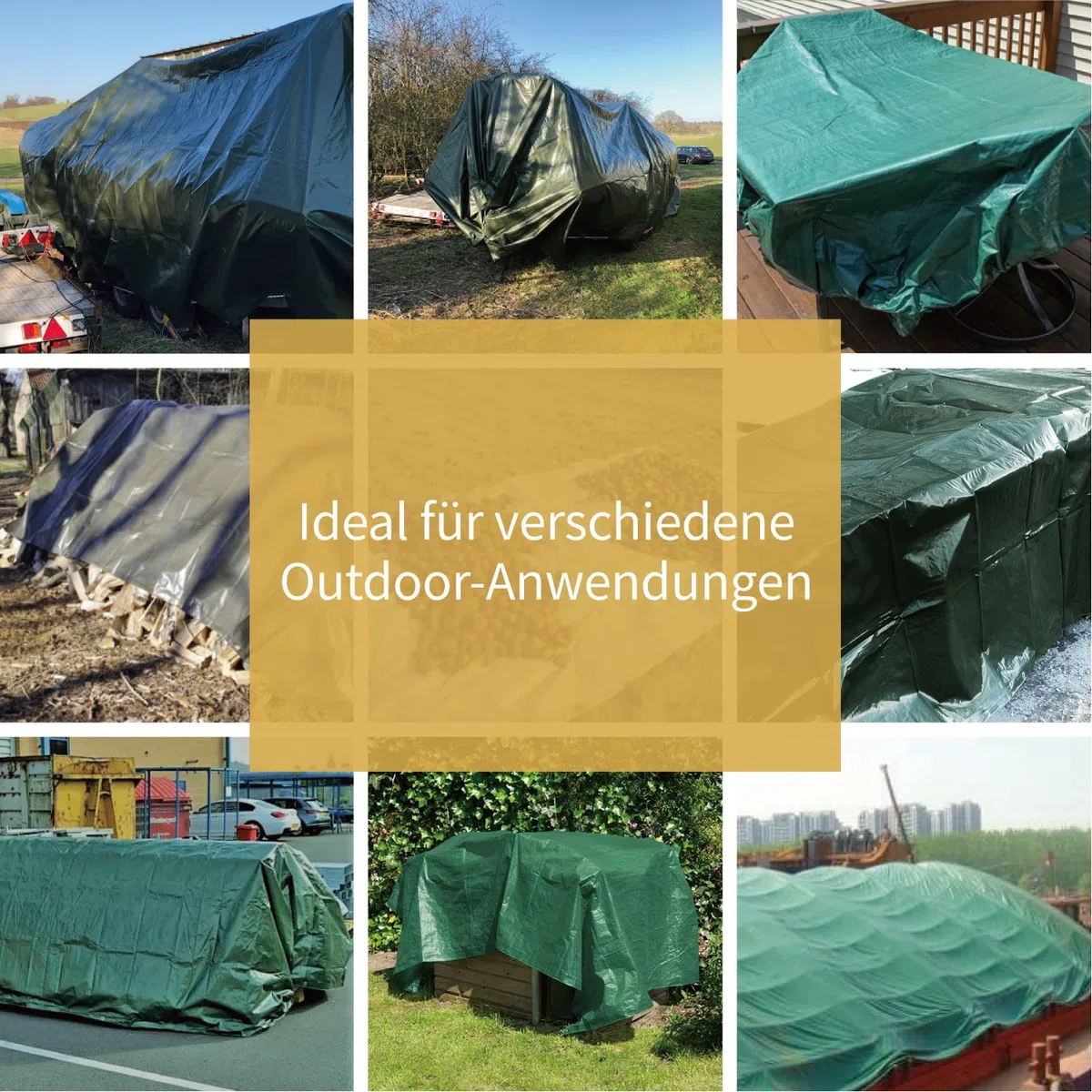 GUARD SHIELD Telo da copertura in tessuto con occhielli 2x2m 160g/m² Verde – Telo protettivo universale, impermeabile, resistente allo strappo, stabilizzato ai raggi UV, resistente alla muffa