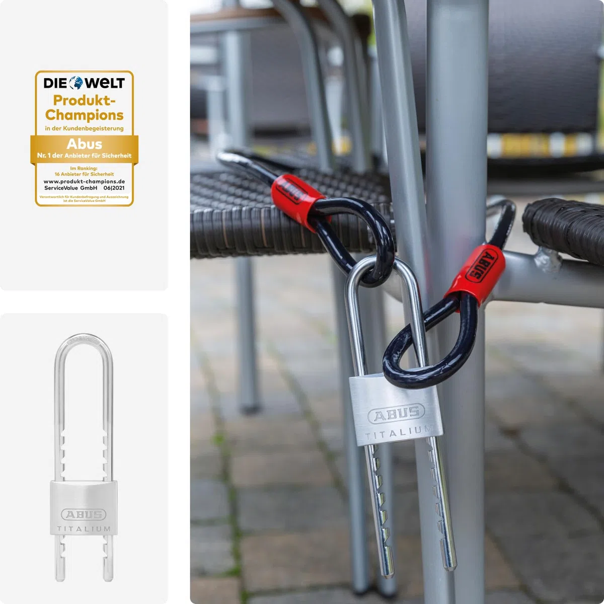 ABUS Lucchetto Titalium 64TI/50HB60-150 con Gancio Alto ed Estraibile - Lucchetto per Cantina con Corpo in Alluminio Speciale - Gancio in Acciaio Temprato - Livello di Sicurezza ABUS 6