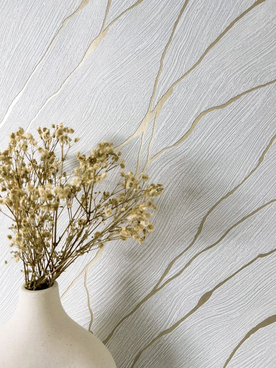 Newroom Carta da Parati Tessuto Non Tessuto Grigio Chiaro Effetto Marmo - Glamour Moderno Ottica 3D Accenti Oro per Soggiorno Camera da Letto