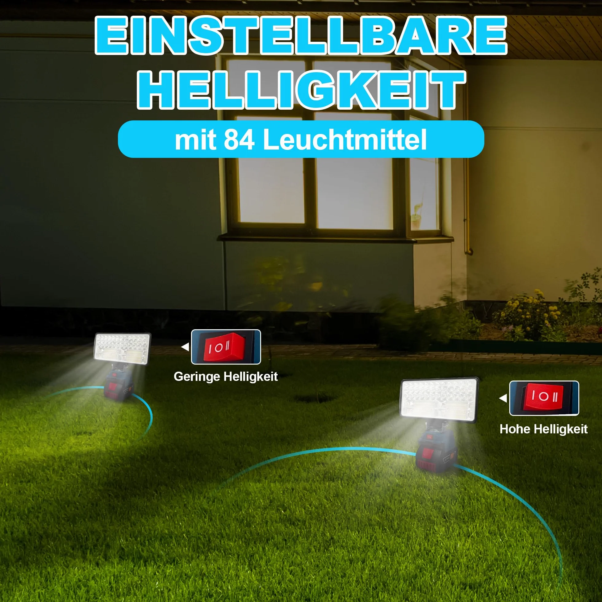Lampada a LED per batteria Bosch da 18 V, 96 W, 6800 lm, con USB + tipo C (senza batteria)