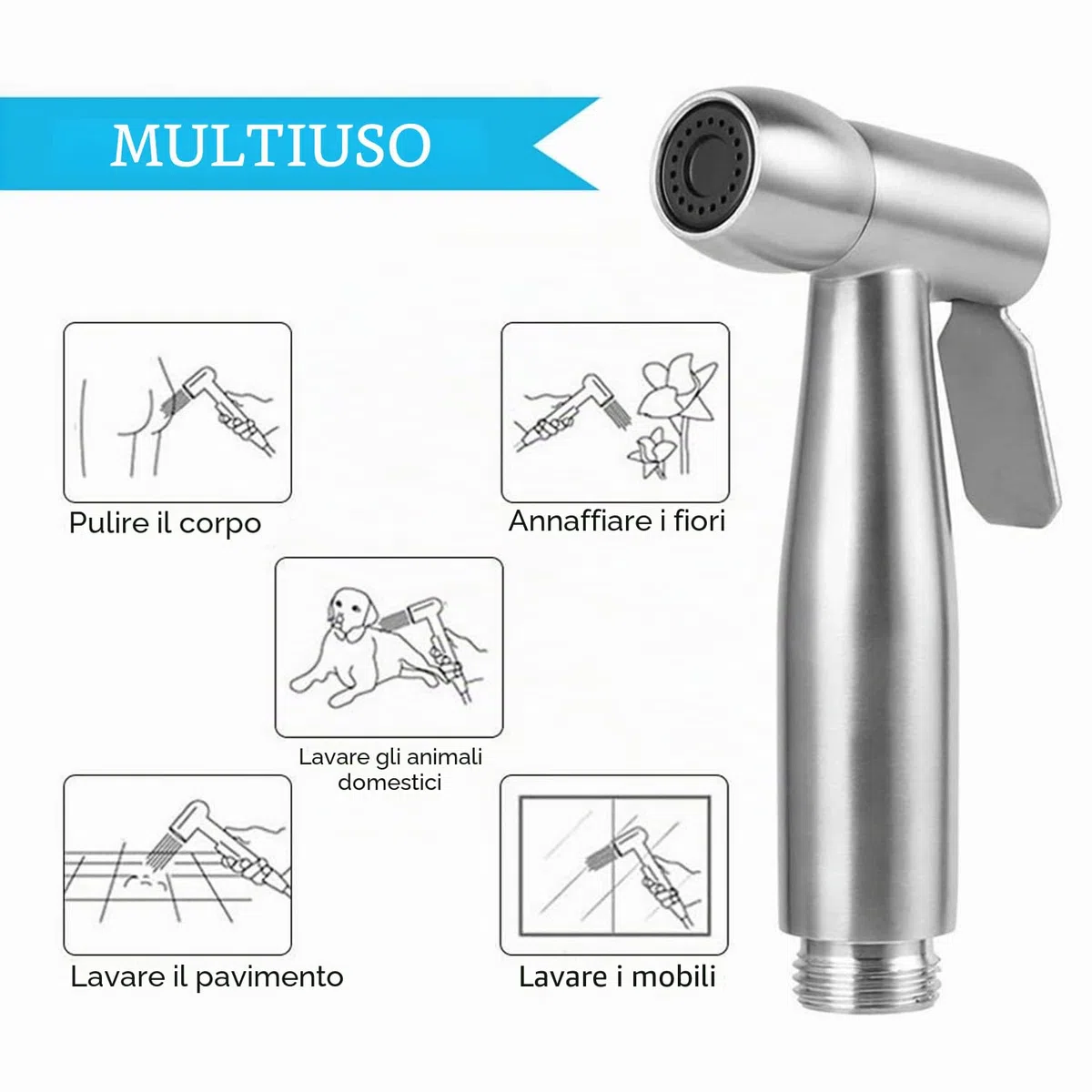 Doccetta per lavabo set, soffione doccia per lavabo doccetta da bagno con 59" tubo per animali domestici doccia lavare i capelli o pulire il lavandino, con valvola rubinetto