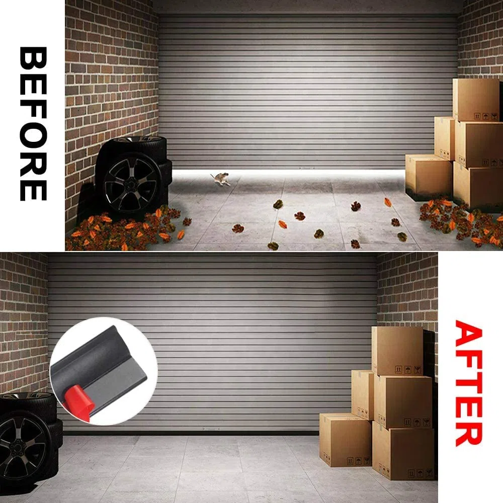 Guarnizione in Gomma per Porta di Garage Parte Superiore e Laterale, Nastro di Tenuta Multiuso per Garage da Poweka (10Pie/3M)
