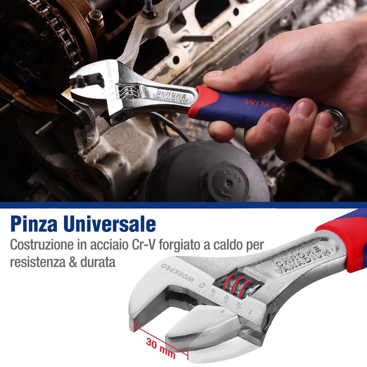 Workpro - Set di pinze e chiavi con impugnatura morbida, 5 pezzi
