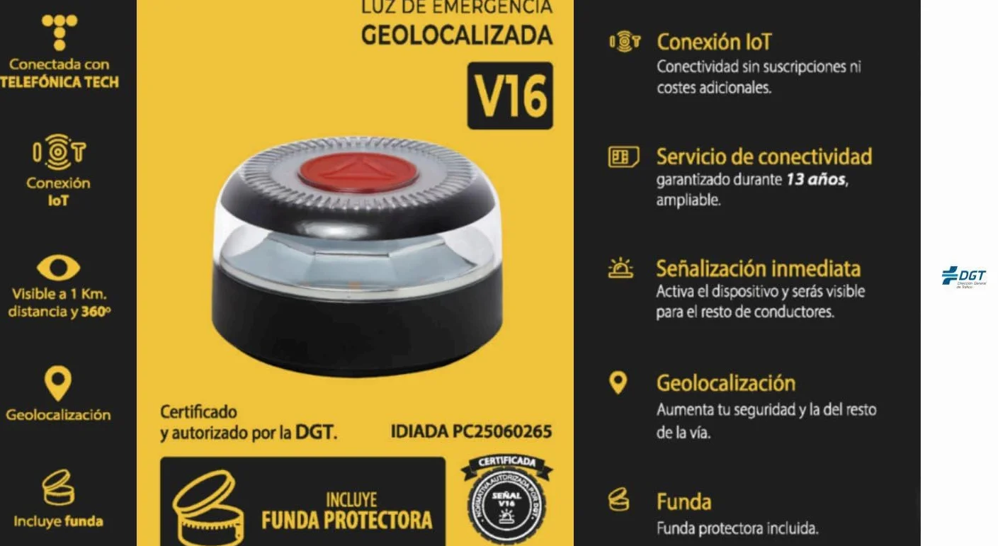 Suinga Luce d'Emergenza Auto V16 Omologata DGT con Geolocalizzazione - Faro v16 omologato dgt - Luce omologata per Auto Emergenza