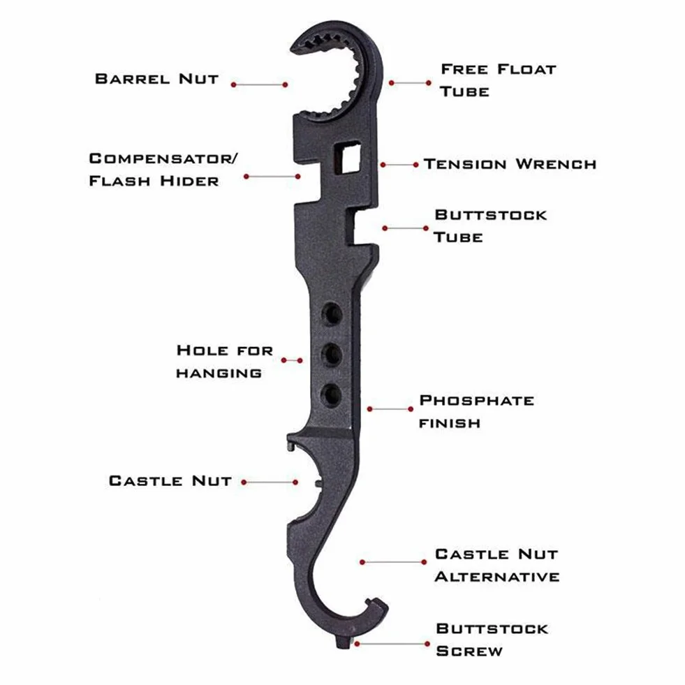 Chiave a schermo in acciaio da 32 cm AR-15/M4 per rimozione e installazione della chiave combinata AR-15/M16/AR15/M4