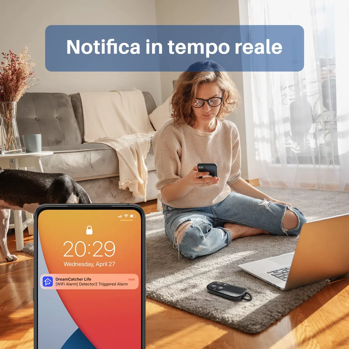 Chuango RC-80 Controllo del telecomando per il sistema di allarme - Compatibile con rilevatori e sensori di movimento Allarme domestico wireless Sistema di sicurezza della casa Automazione