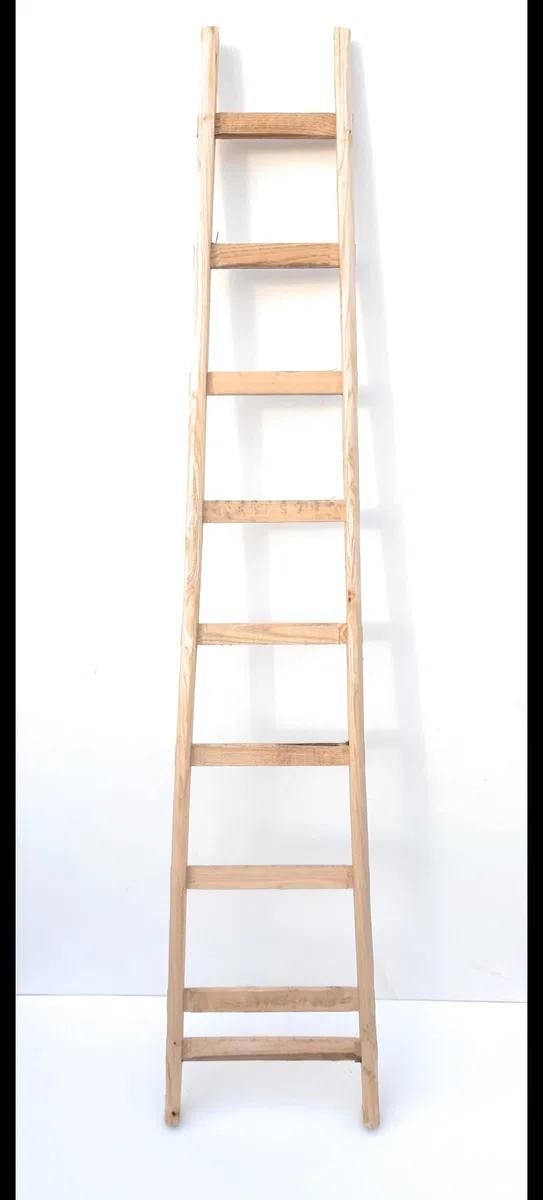 Scala scaletta legno massello a pioli in faggio,per soffitta garage casa (9 pioli cm 200)