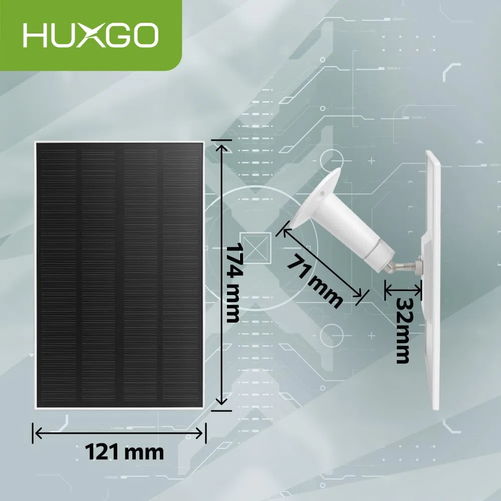 Pannello Solare 3W – Alimentazione esterna per sirena d'allarme wireless HUXGO – Caricabatterie solare monocristallino con cavo da 3 m, HXA-PS030