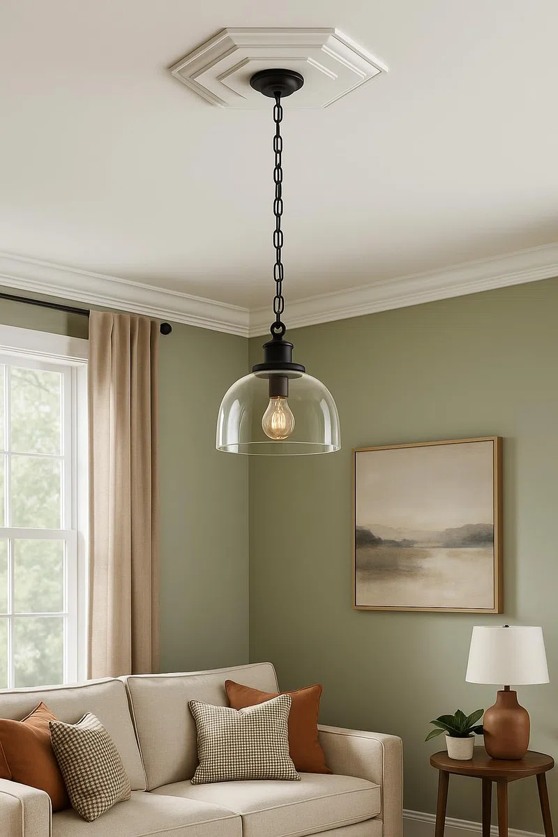 LED Mall Home Rosone Decorativo in Polistirolo Espanso Esagono per Interni 53 * 46 Cm Verniciabile di Facile Installazione