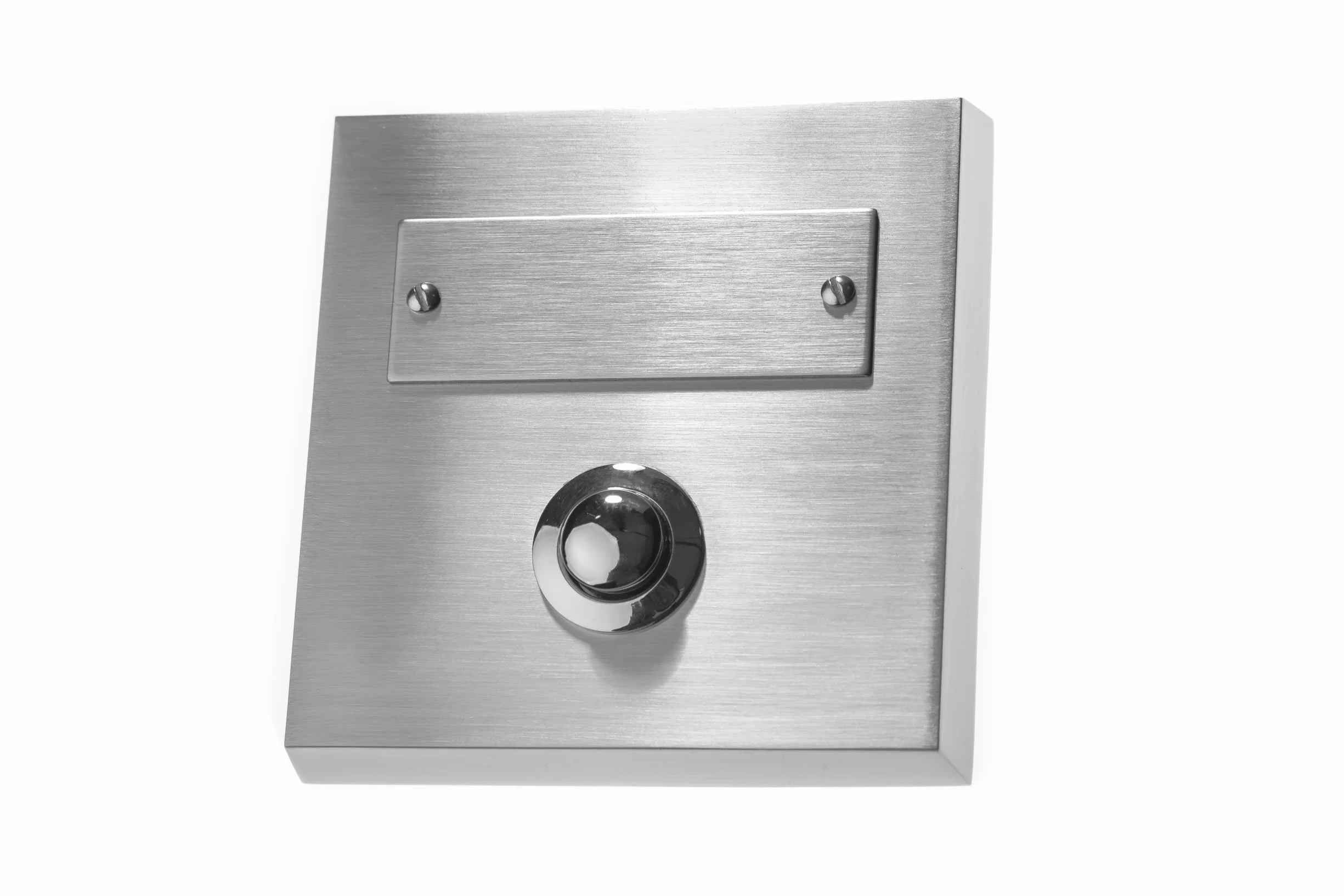 HUBER campanello a pulsante montato in superficie in metallo - con targhetta - pulsante in ottone cromato - campanello porta anteriore