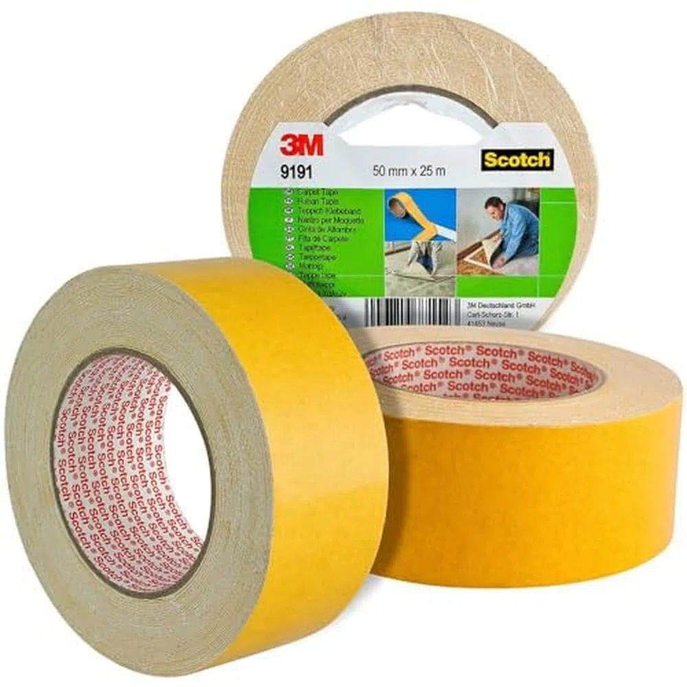 3M Nastro Biadesivo in Tessuto ad Alta Aderenza e Adesione Iniziale, Ottimo per Moquette, 50 mm x 25 m, 1 Pezzo