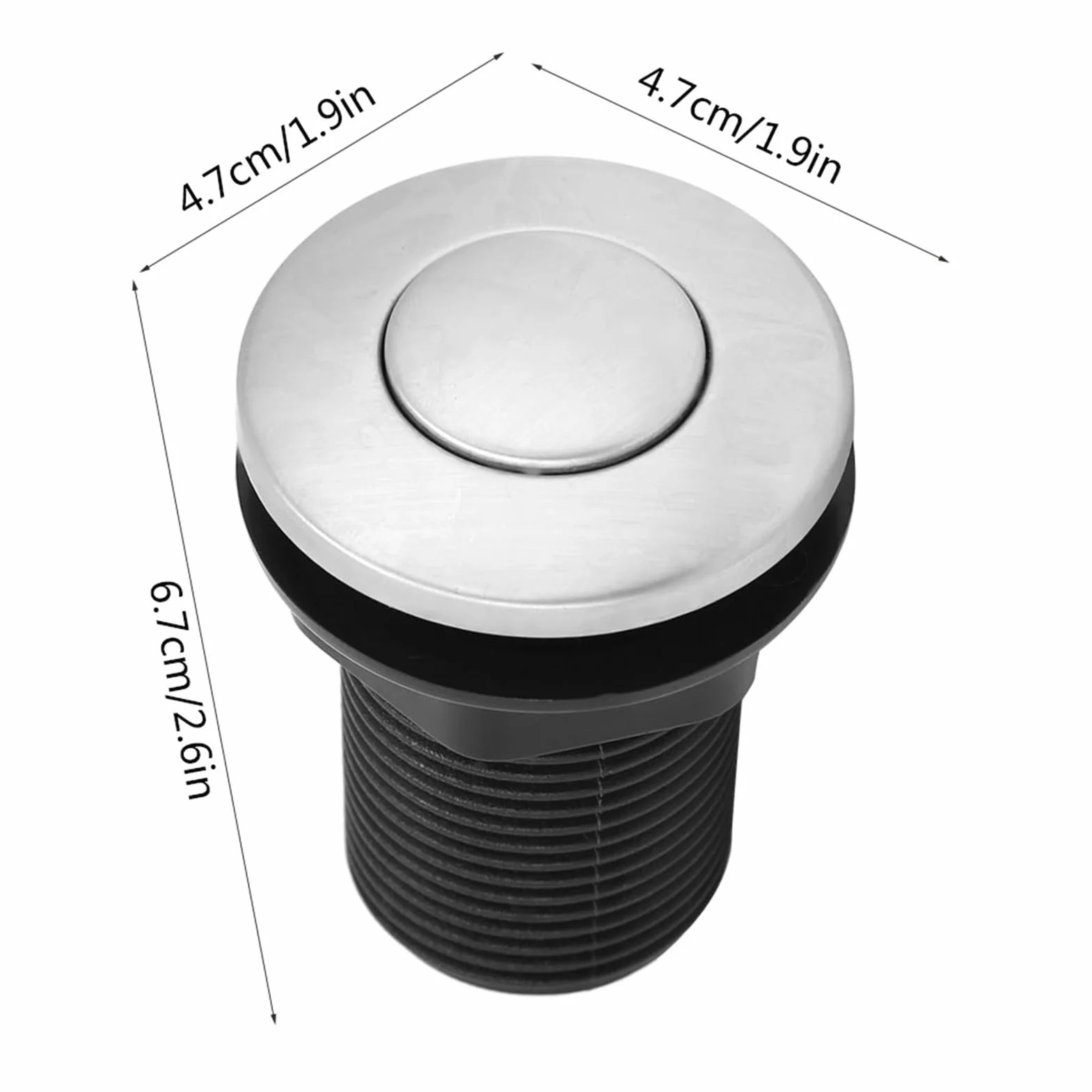 Interruttore dell'aria per lo Smaltimento dei Rifiuti, 32 mm Pulsante in Acciaio Inox, Interruttore dell'aria, Tritarifiuti e Vasca da Bagno