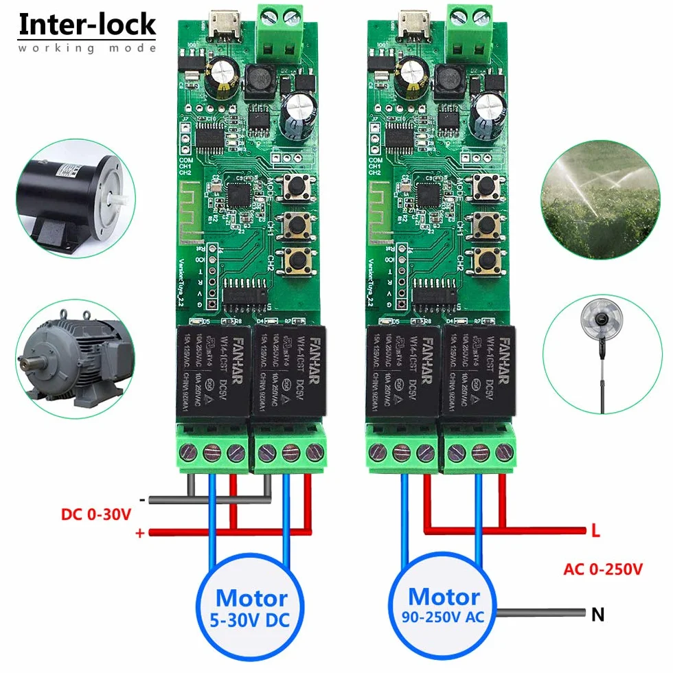 Modulo relè Smart Switch WiFi a 2 canali, TUYA/App Smart Life per telecomando Smart Home, tempo momentaneo regolabile, compatibile con Alexa/Google Assistant