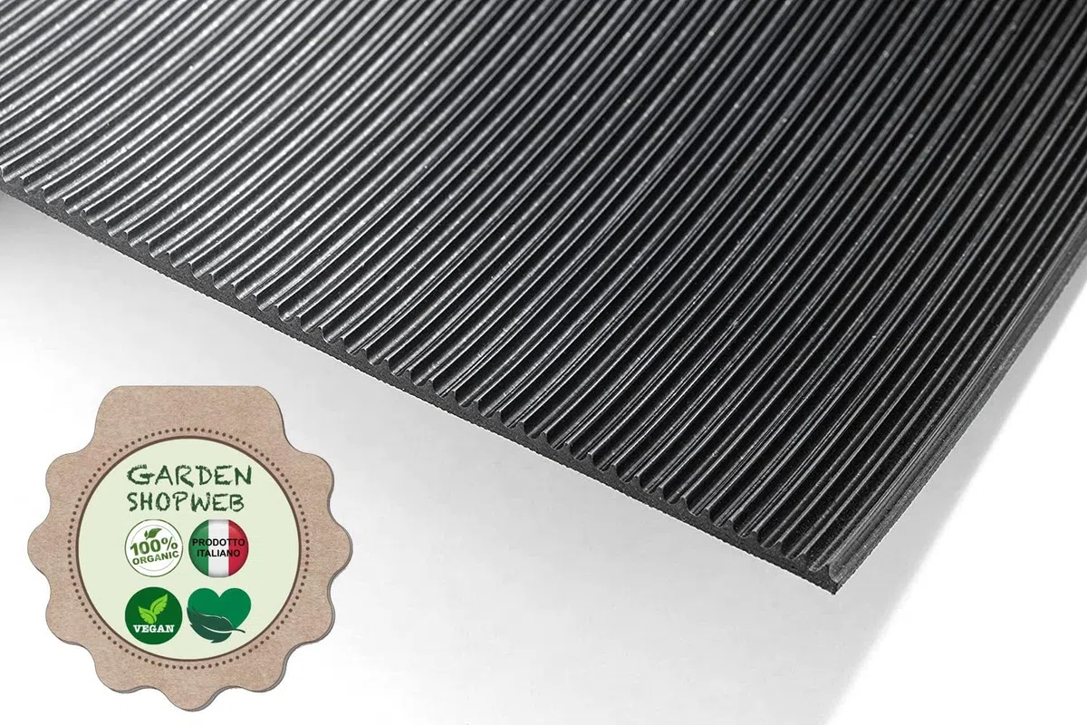 Tappeto Gomma Antiscivolo MILLERIGHE Copri Pavimento H120 Cm ALTO Spessore 3mm Nero Robusto su Misura (100X120_MILLERIGHE_GOMMA)