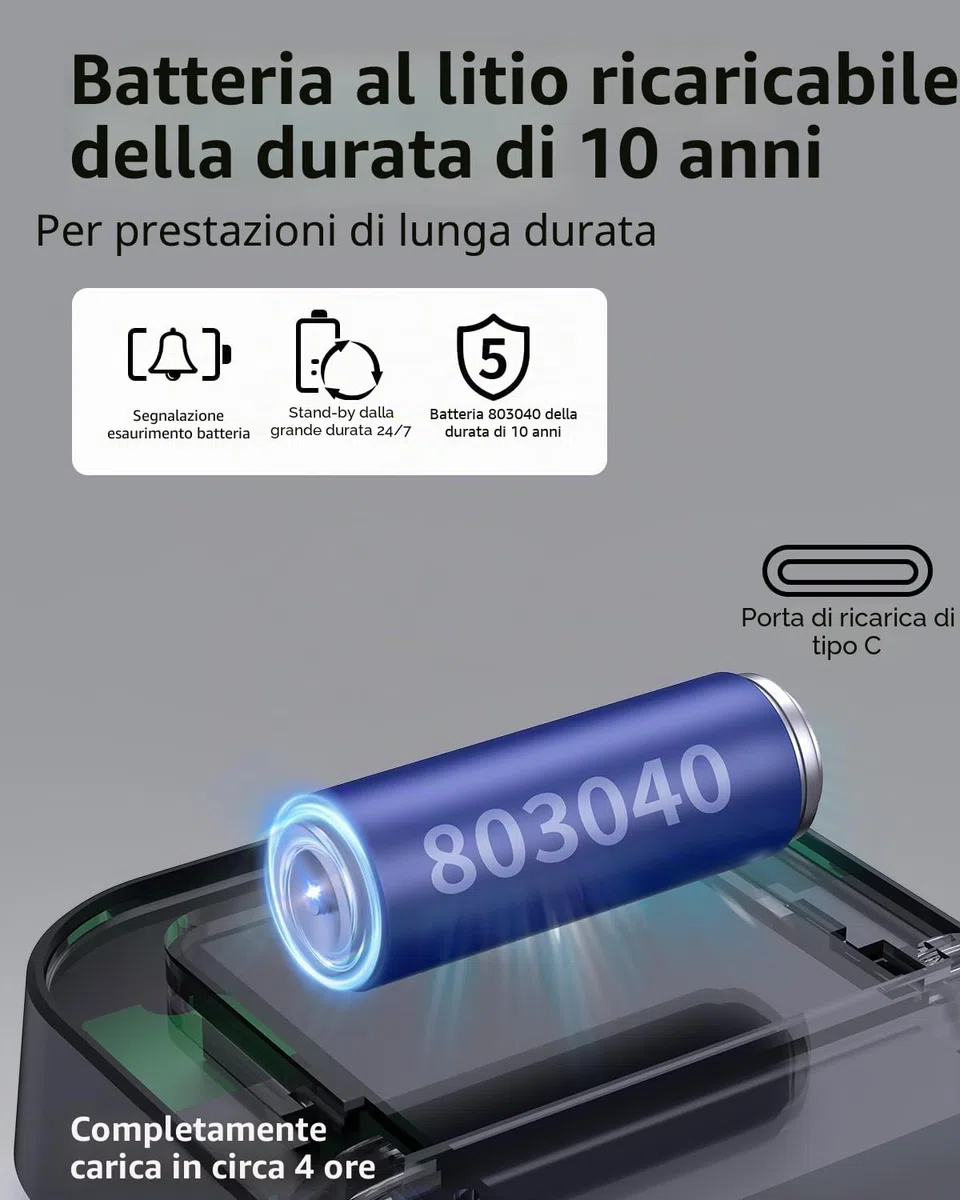 Rilevatore di monossido di carbonio portatile 3 in 1, rilevatore di monossido di carbonio ricaricabile con indicatore di temperatura dell'umidità, portatile per casa, roulotte, campeggio, nero