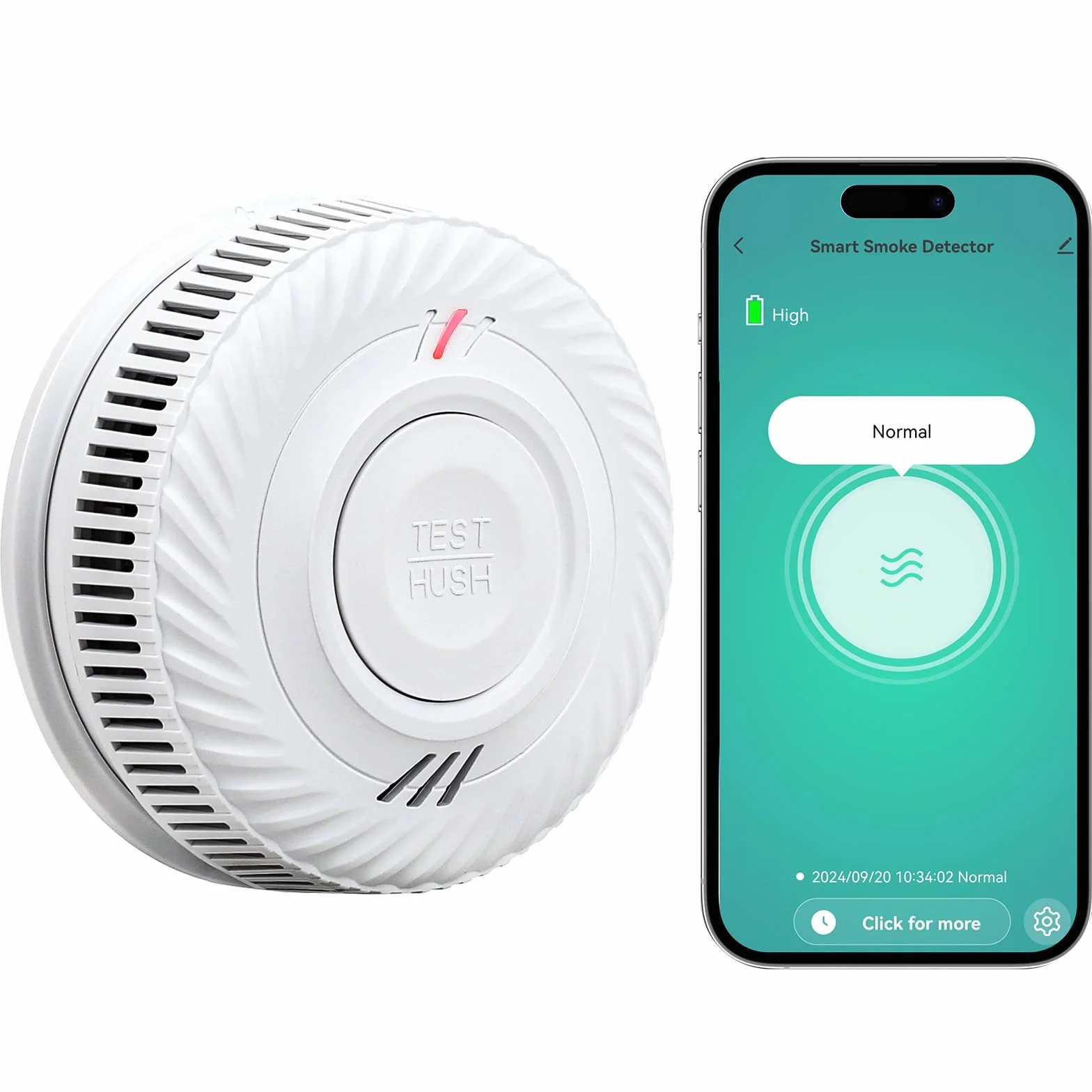 PHYSEN Intelligente Rilevatore di Fumo 10 Anni Batteria, Rilevatore di Fumo Wi-Fi con Sensore Fotoelettrico, Rilevatore di Incendio Conformi a EN14604, Compatibile con Tuya/Smart Life APP