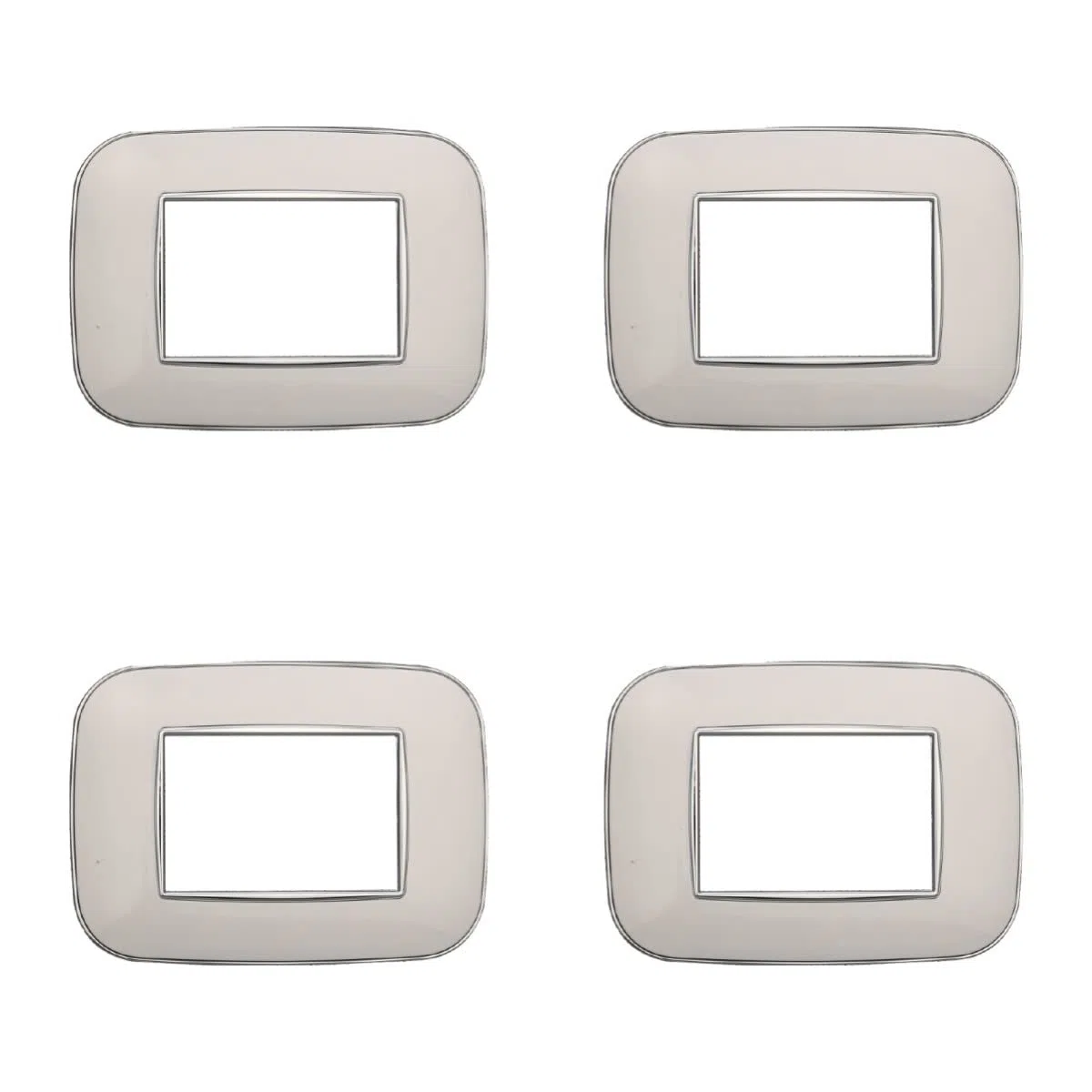 4 Pezzi Placche Compatibile Con Bticino Axolute, Placche Plastica Ovale (3 Posti/Moduli,Bianco)