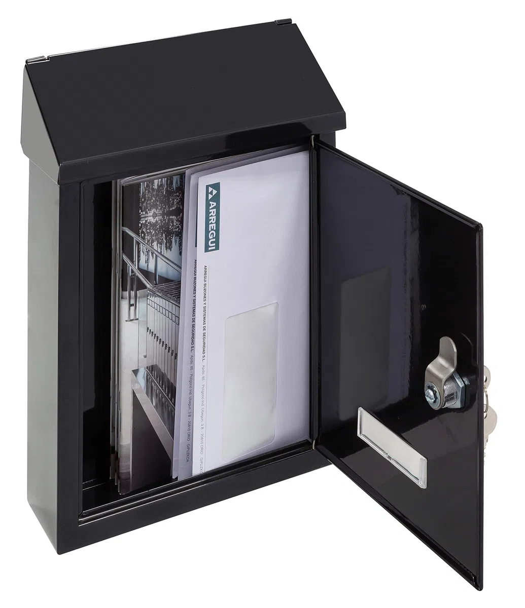 ARREGUI Smart Graphic E5724-STR Cassetta Postale Individuale in Acciaio con Serigrafia Decorativa "Lines", Cassetta Postale o Raccogliposta, Con 2 Feritoie, Dimensione S (DIN A5), Nero