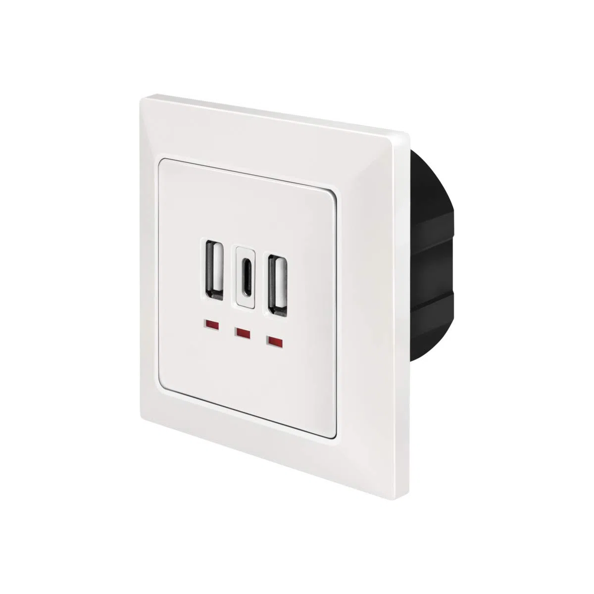 LogiLink PA0254 - Scatola da Incasso con 2 x USB-A e 1 x USB-C per la Ricarica simultanea di Fino a 3 dispositivi, Colore: Bianco