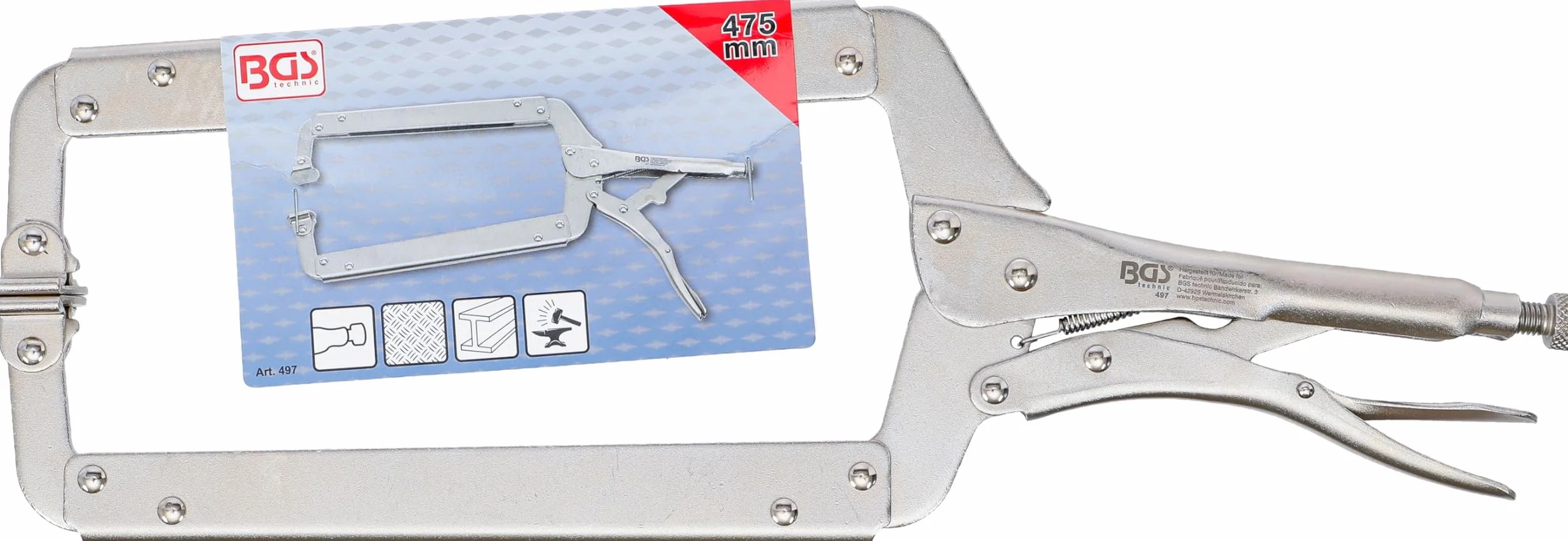 BGS 497 | Pinza autobloccante a collo di cigno | 475 mm