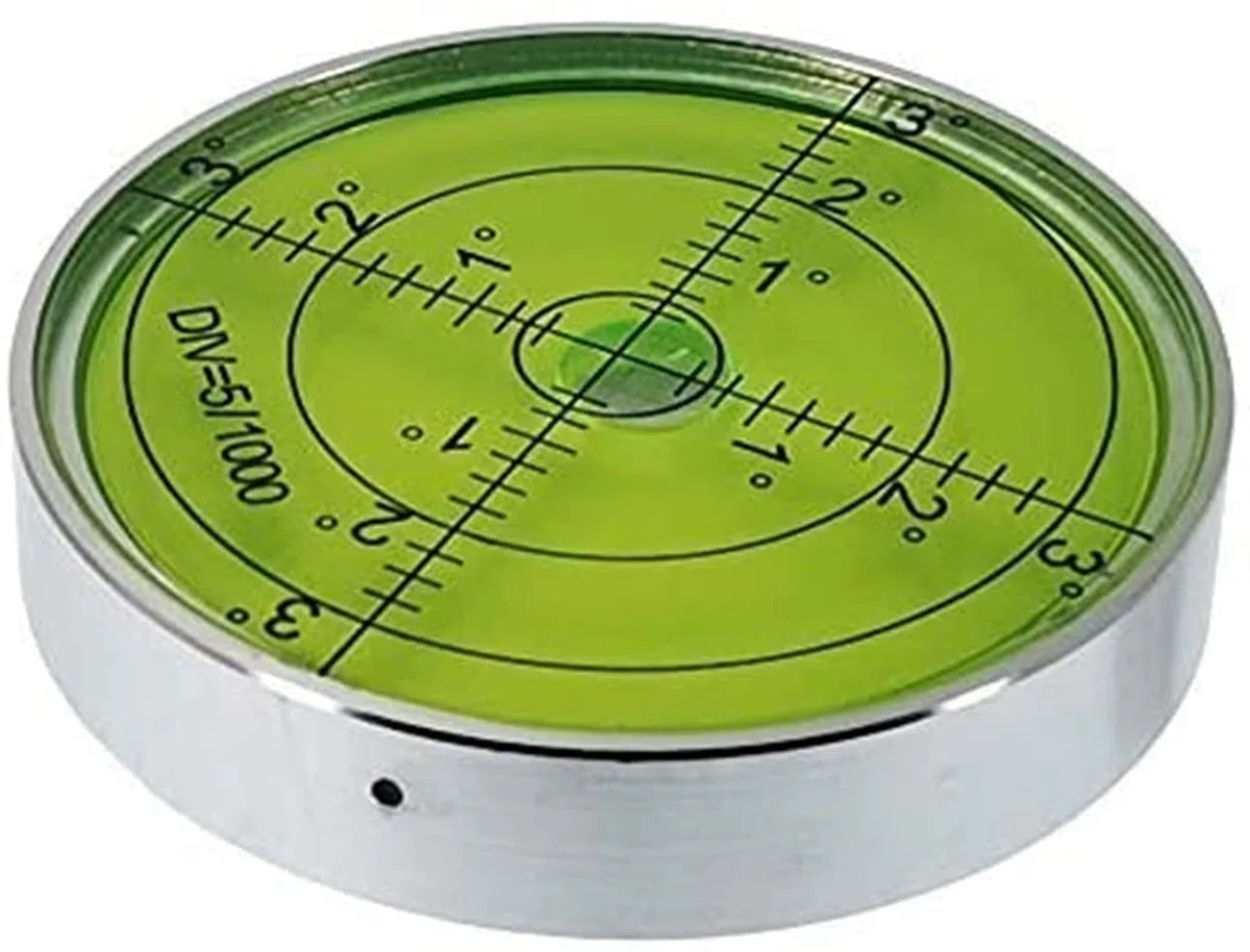 UMEI Inclinometri rotondi a bolla orizzontale ad alta precisione con magnete da 60 mm con cassa in alluminio a bolla Bullseye, livello di superficie, precisione 15'/2 (60 x 12 mm con magnete),