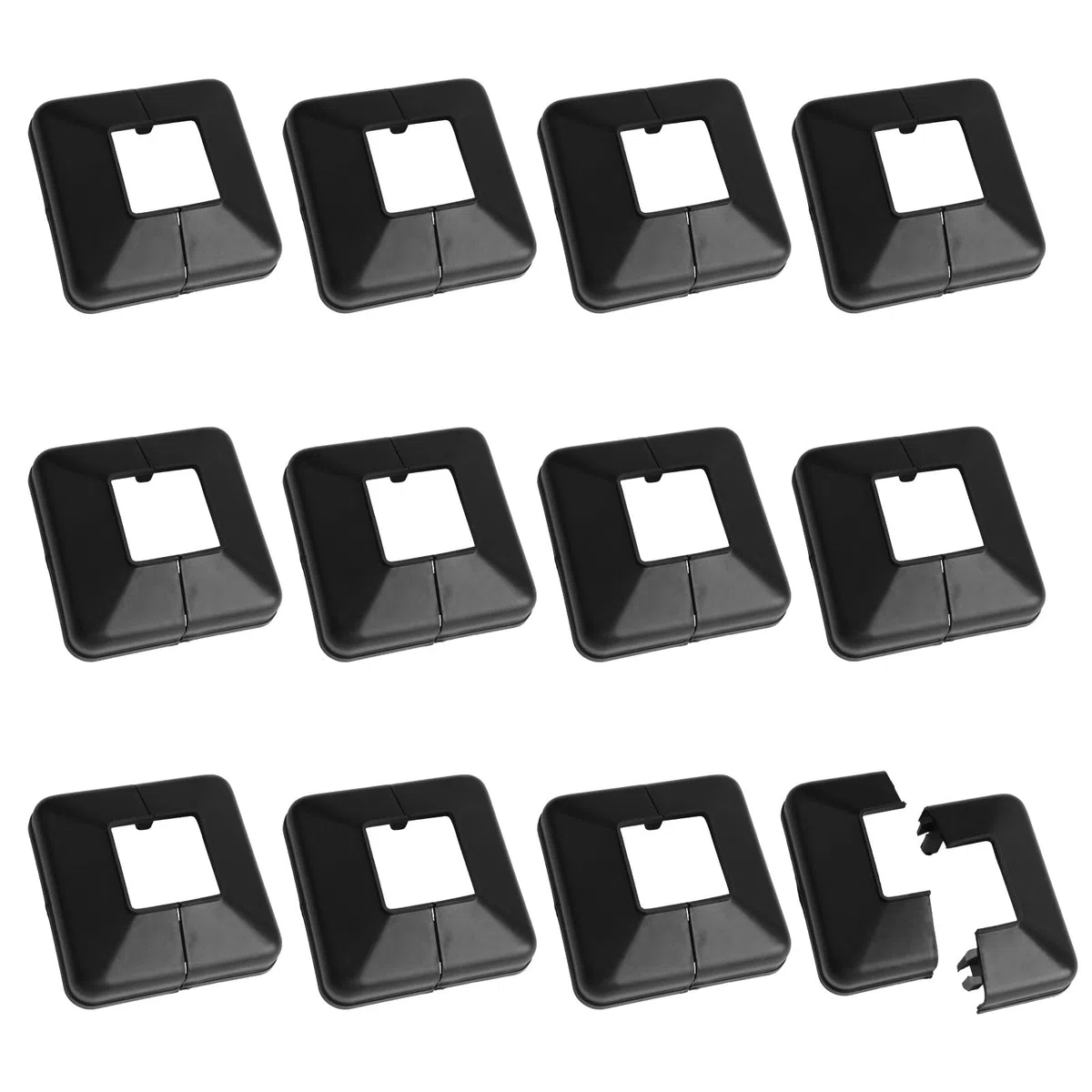 12 coperture per pali da 30 x 30 mm, in plastica, decorative, per ringhiera, per scale, corrimano, recinzioni (nero)