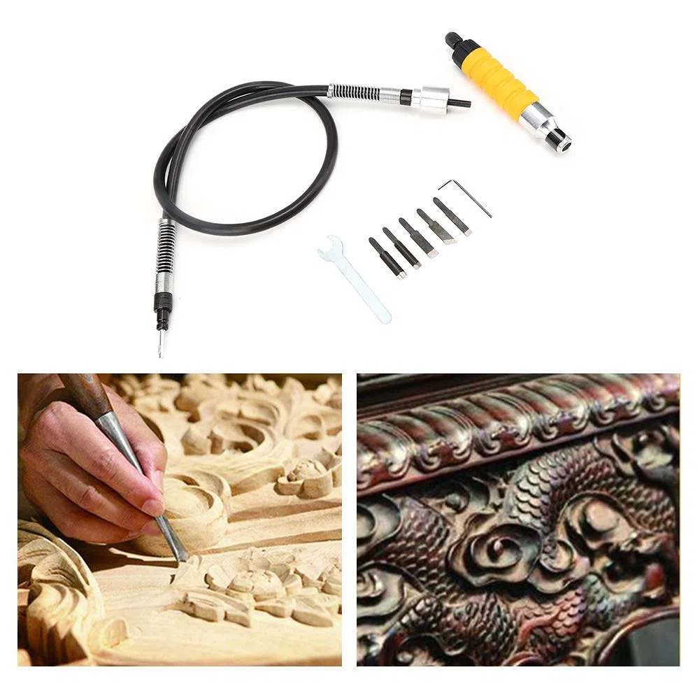 Set di strumenti per carpenteria con scalpello intaglio elettrico per la lavorazione del legno Manico giallo senza sforzo con set di strumenti per chiavi