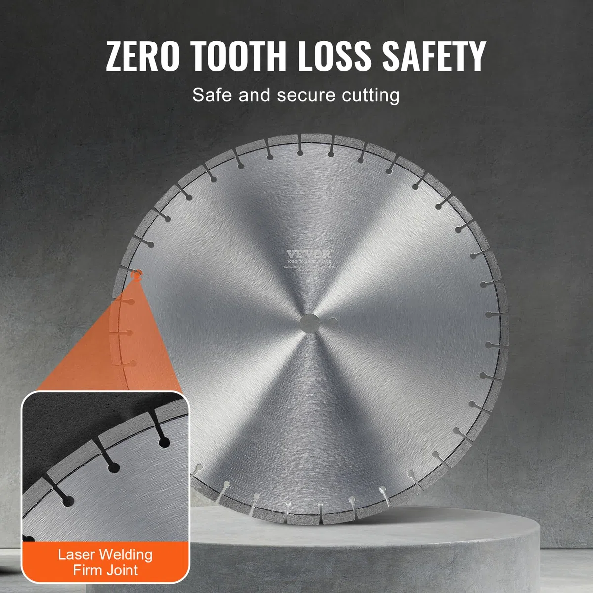 VEVOR Lama per troncatrice diamantata, Lama calcestruzzo 350 mm per lavori a secco o a umido, Lama a segmenti diamantati 10 mm con denti piatti, Diametro foro centrale universale 1"/25,4 mm