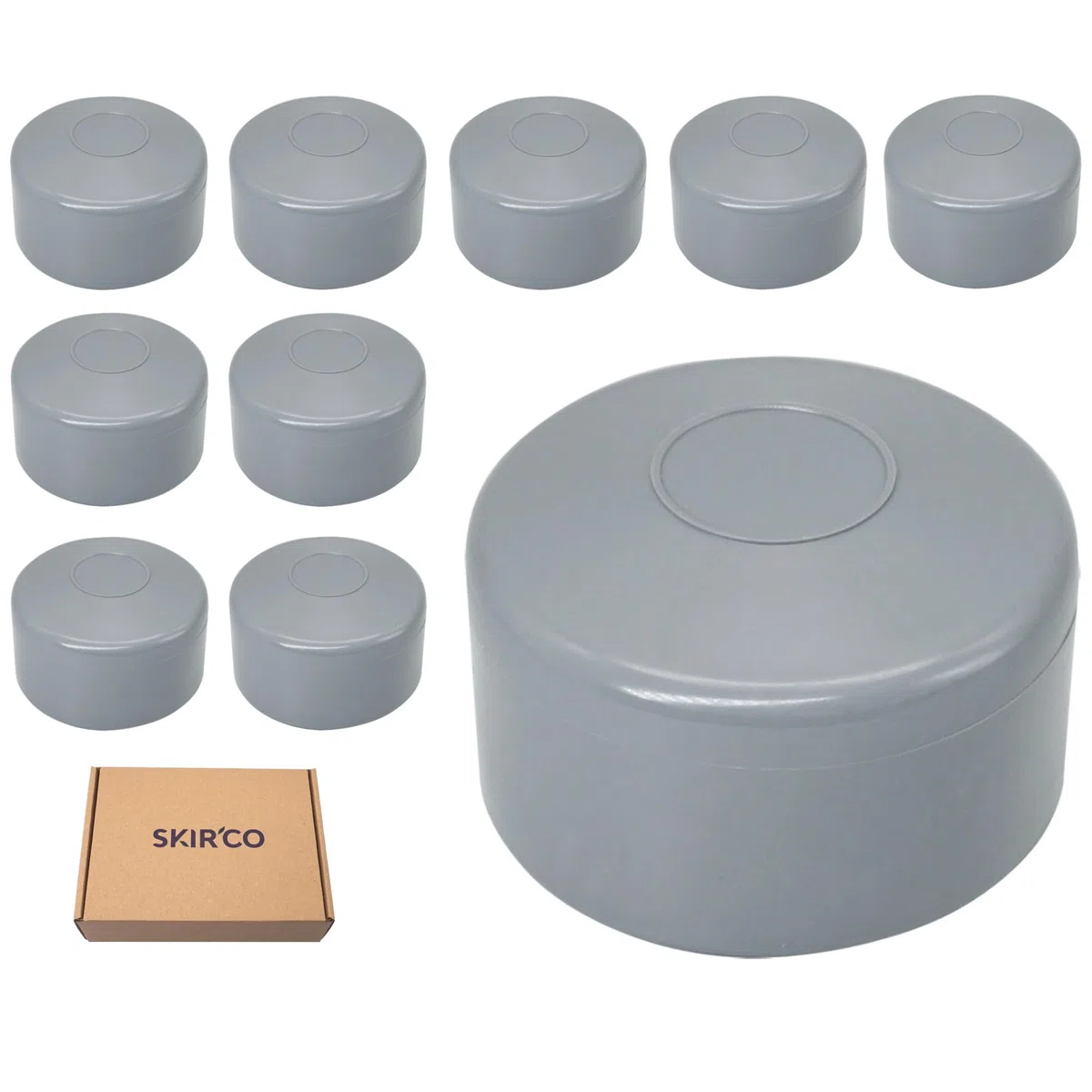 SKIR'CO (10 pezzi) Tappi per pali di recinzione, rotondi 60 mm Cappucci in plastica grigia per pali di recinzione rotondi, coperture per pali di recinzione, colore finestra grigio RAL 7040