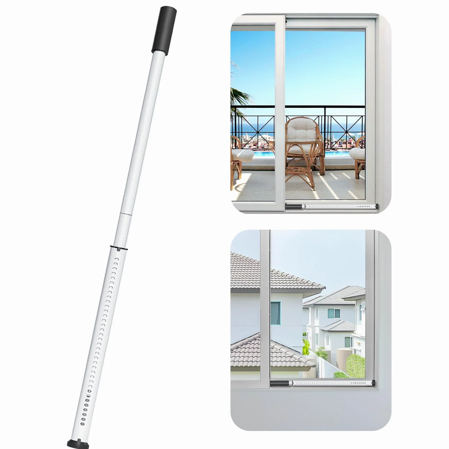 Barra di Sicurezza per Porta, Regolabile 85-127cm, Asta Ferma Porta, Barra Sicurezza Porta Scorrevole